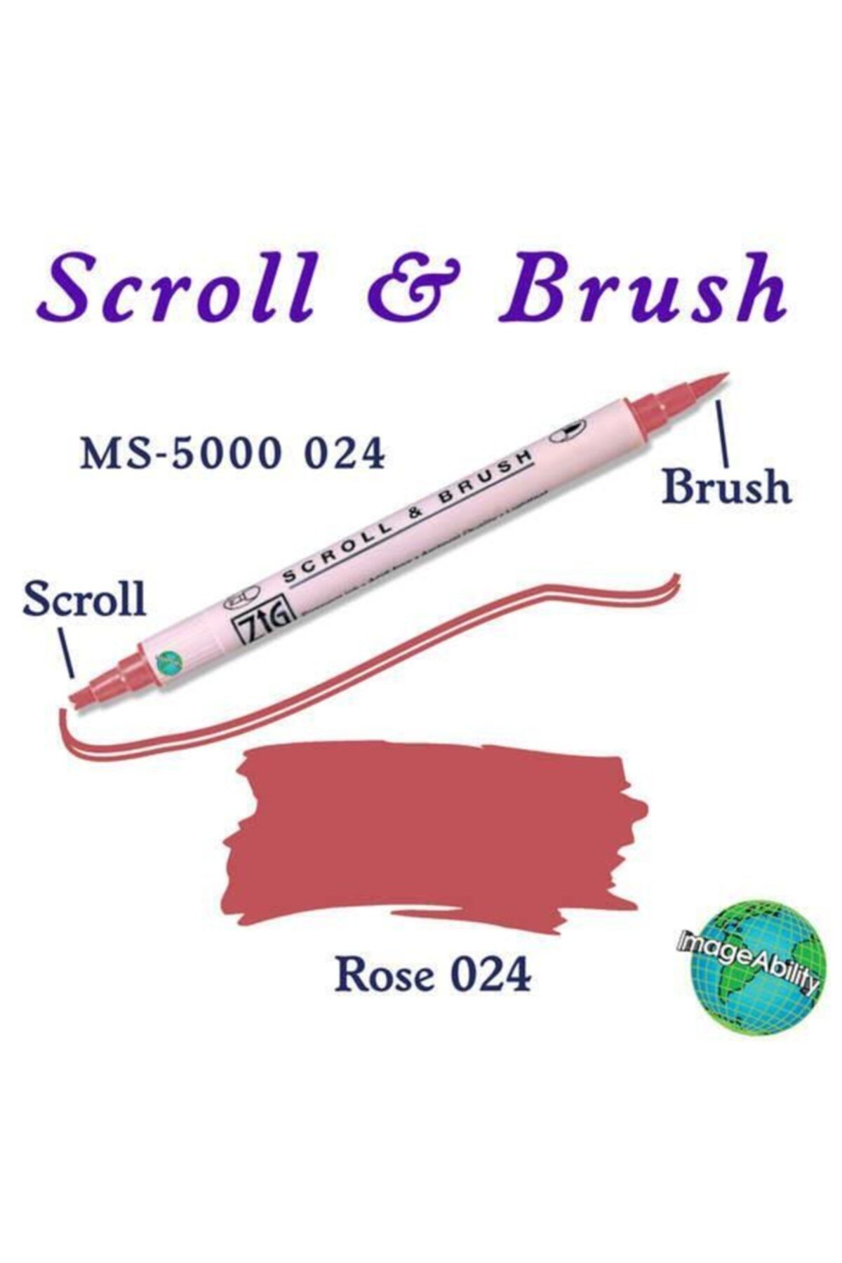 Zig-Scroll & Brush Dual Line and Brush Tip Calligraphy and Shading Pen 024 Rose 2
