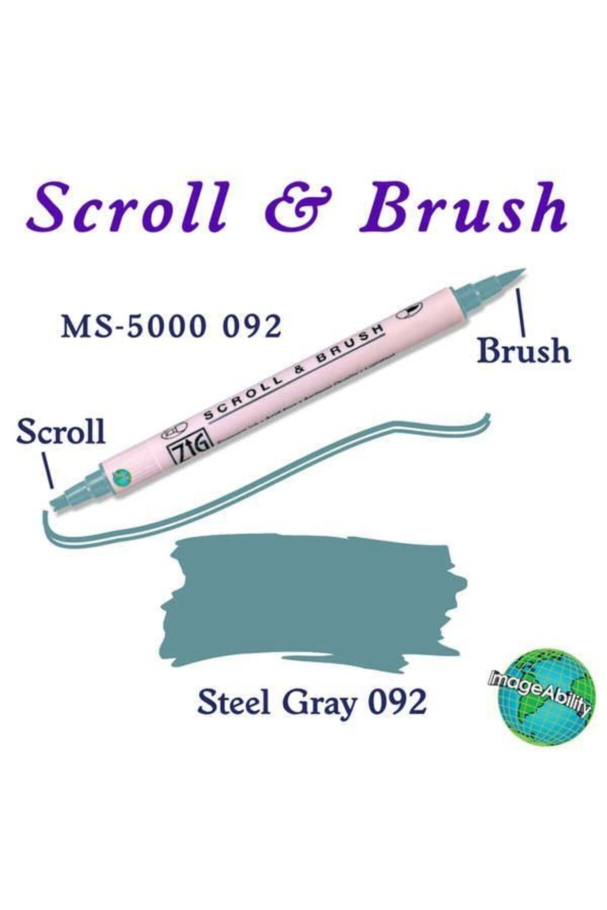 Zig-Scroll & Brush Double Line and Brush Tip Calligraphy and Shading Pen 092 Steel Gray 2