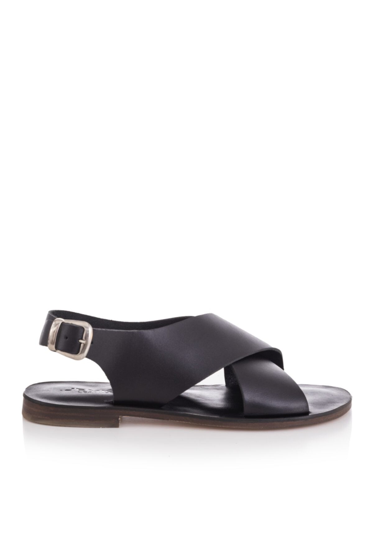 صندل سیاه زنانه های چرمی دست ساز K3003 DaphneSandals