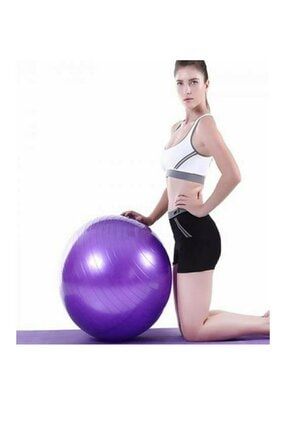 65 Cm Mor Pilates Topu Ve Şişirme Pompası, Yoga Plates Egzersiz Topu Ball pkl-pt05