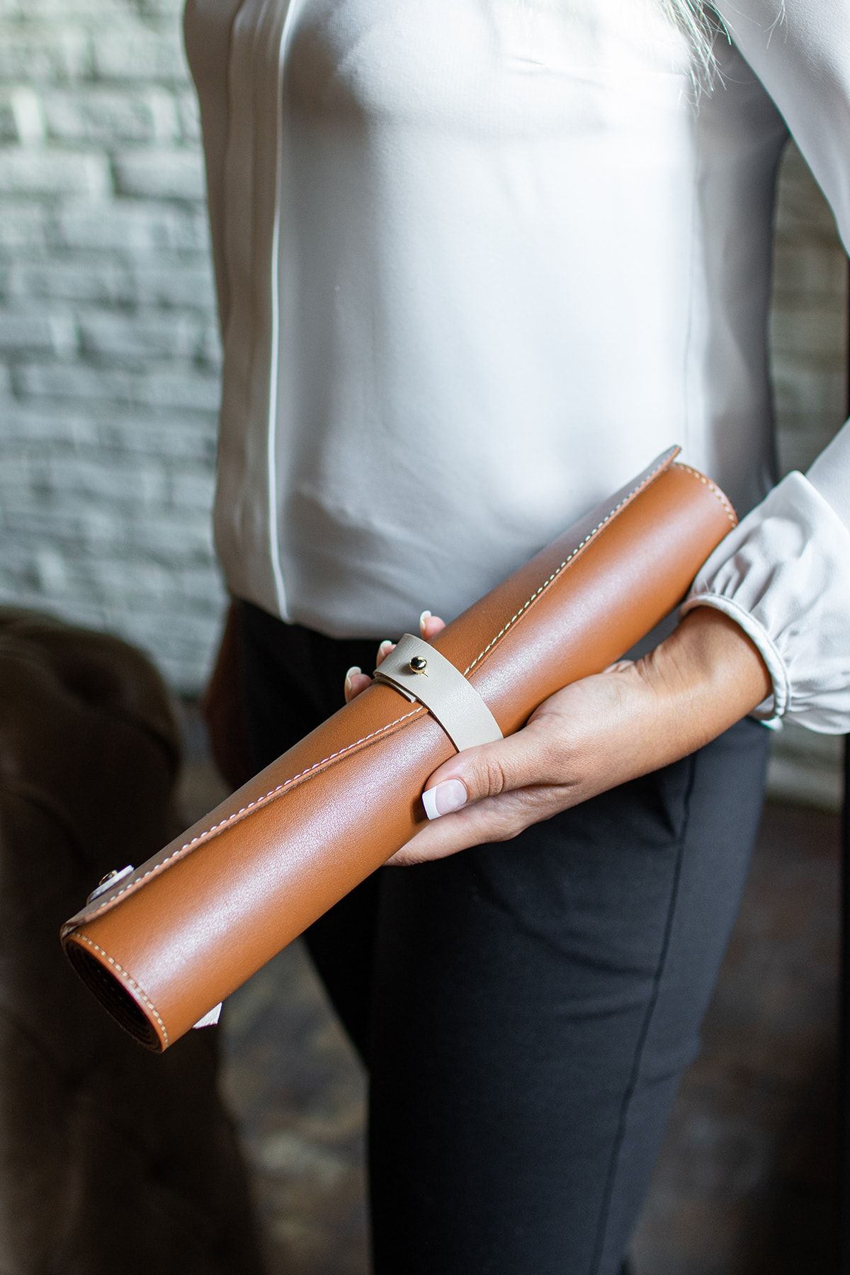 DK LEATHER-Καφέ Pu Δερμάτινο για φορητό υπολογιστή Ευρύχωρο επιτραπέζιο χαλάκι ποντικιού Επιτραπέζιο χαλάκι + σουβέρ 4