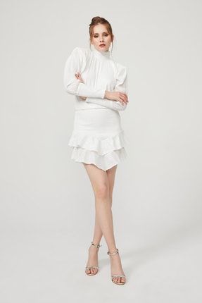 Beyaz Sırt Dekolteli Payetli Elbise GRsırtbeyaz