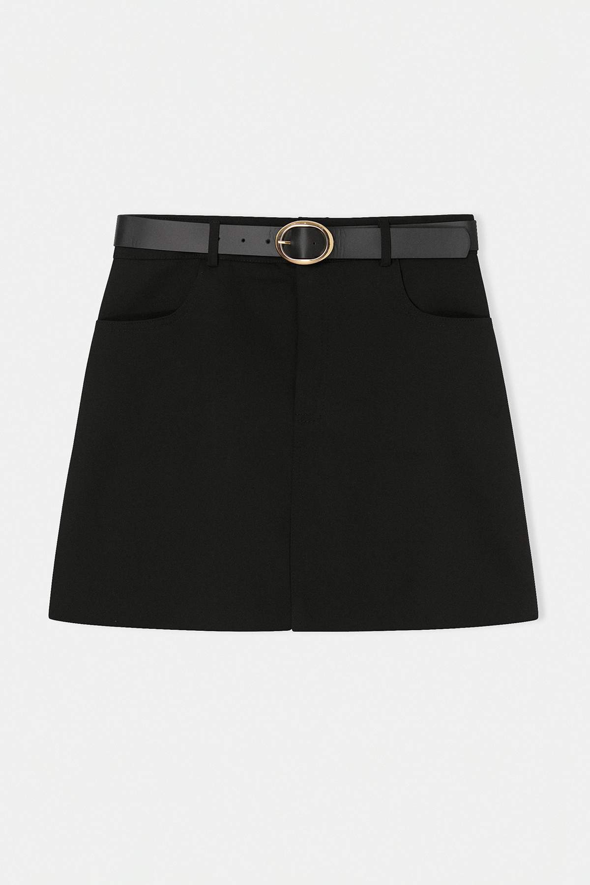 Trendyolmilla  Siyah Gabardin Kemerli Kısa Mini Etek TWOSS26ET00084 - Görsel 5