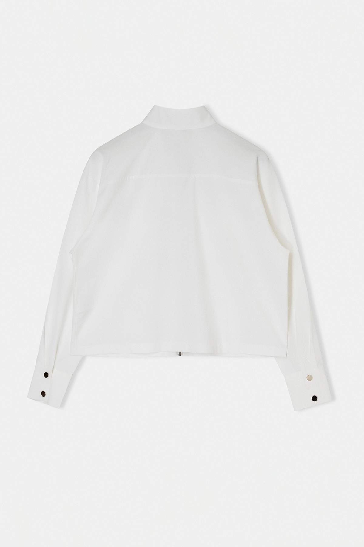 Trendyolmilla  Beyaz Geniş Kalıp Fermuar Detaylı Dik Yaka Gömlek TWOSS26GO00183 - Görsel 2