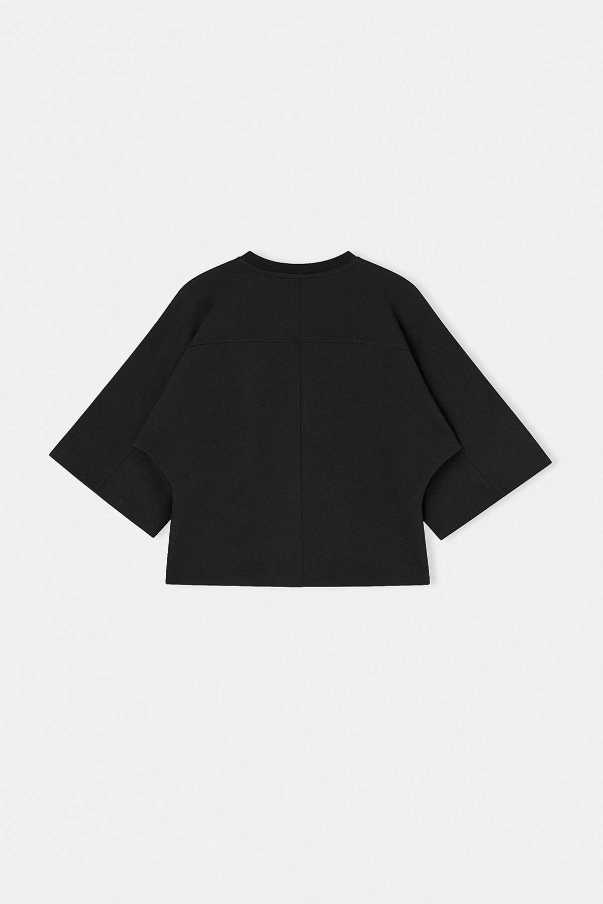 Trendyolmilla  Wardrobe Essentials-Siyah Geniş Kalıp Yarasa Kol %100 Pamuk Örme T-Shirt TWOSS26TS00047 - Görsel 6