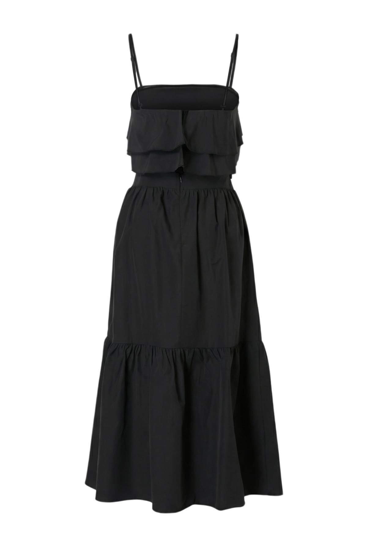 Trendyolmilla  Siyah Fırfırlı Straplez Bluz Kloş Etek Dokuma Alt - Üst Takım TWOSS26AU00094 - Görsel 6