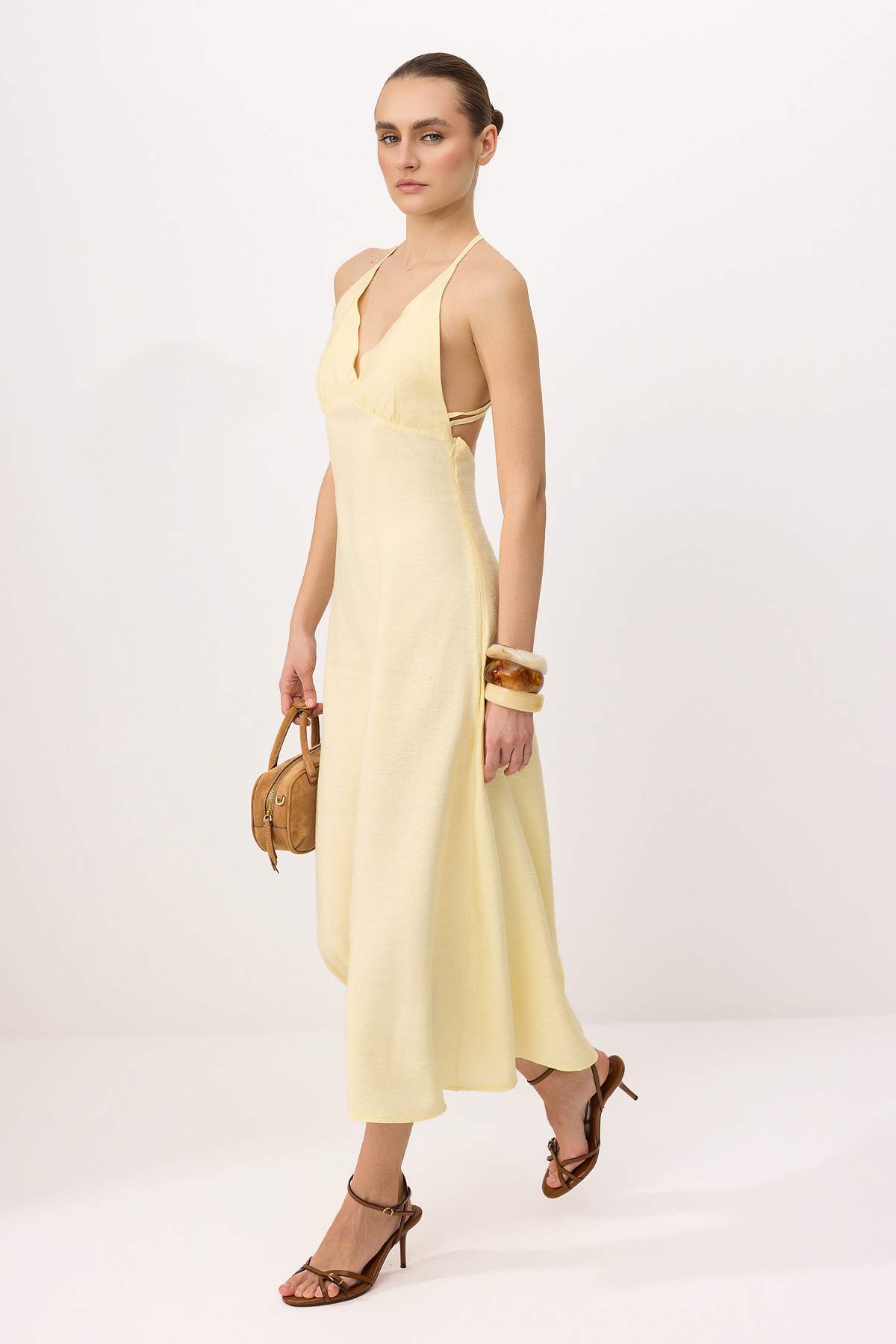 Trendyolmilla  More Sustainable Sarı Modal Maxi Dokuma Elbise TWOSS26EL00362 - Görsel 2