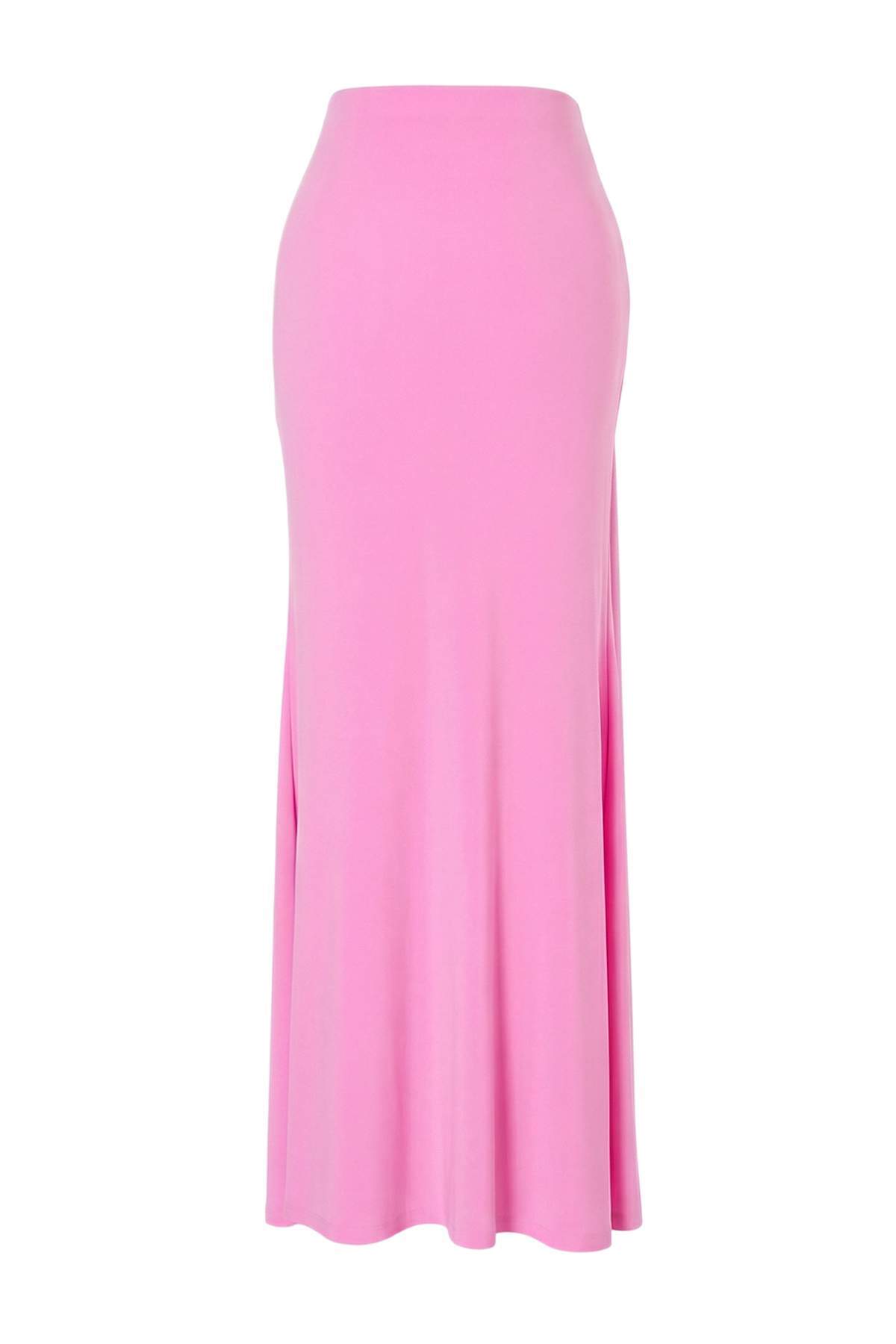 Trendyolmilla  Pembe Düz Aksesuar Detaylı Maxi Örme Sandy Şık/Gece Etek TPRSS25ET00004 - Görsel 2