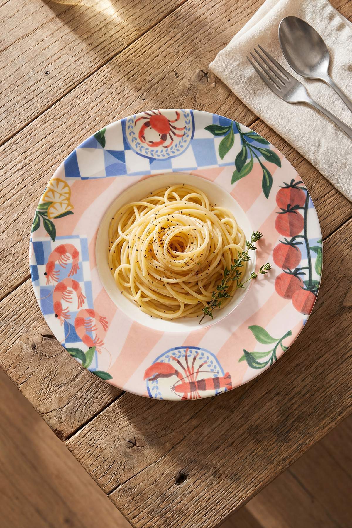 Trendyol Home Amalfi Patterned Porcelain Pasta Plate Tphaw26Tbk00077