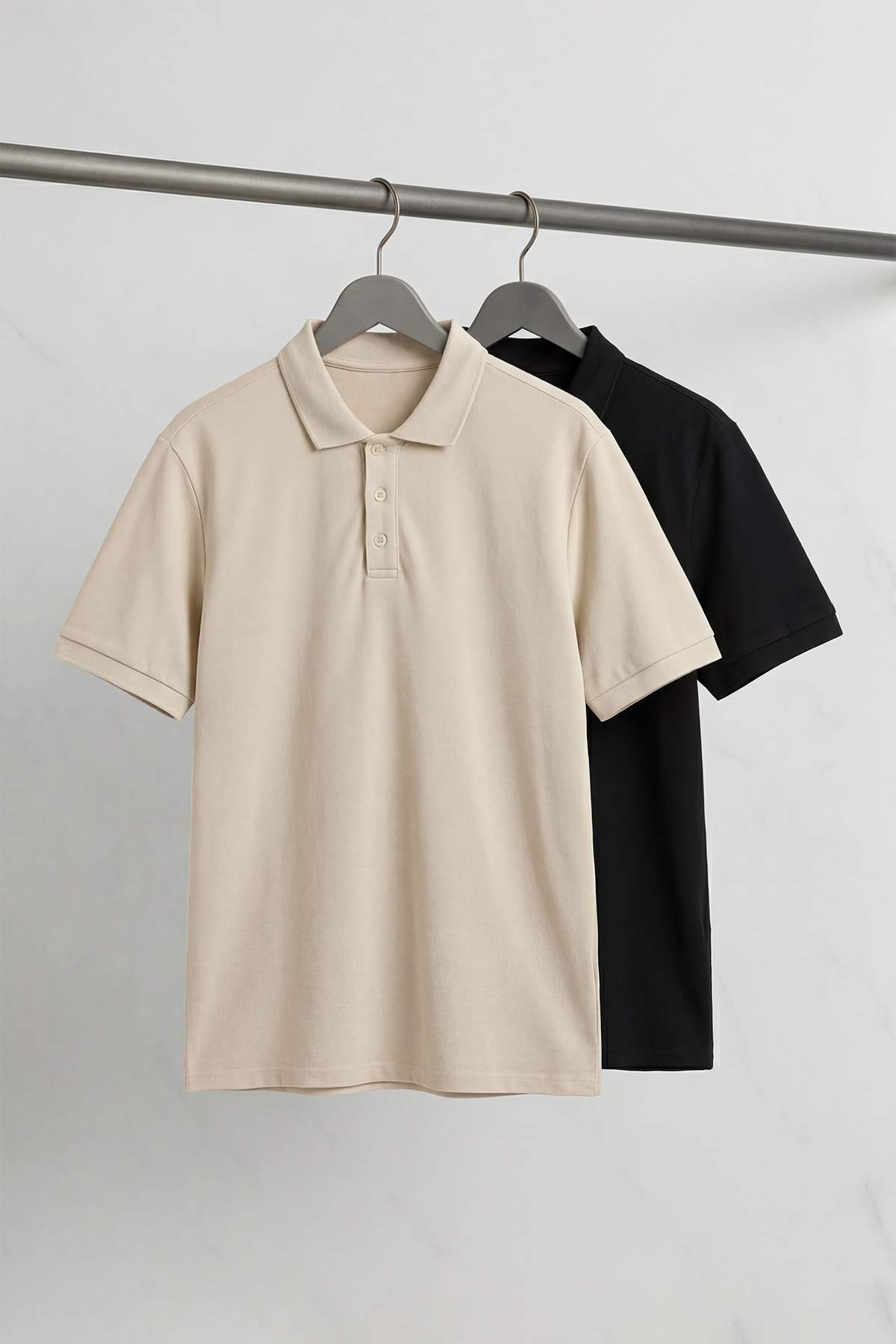 Trendyolmilla Man Siyah-Taş 2'li Regular/Normal Kesim %100 Pamuklu Polo Yaka T-shirt TMNSS25PO00022