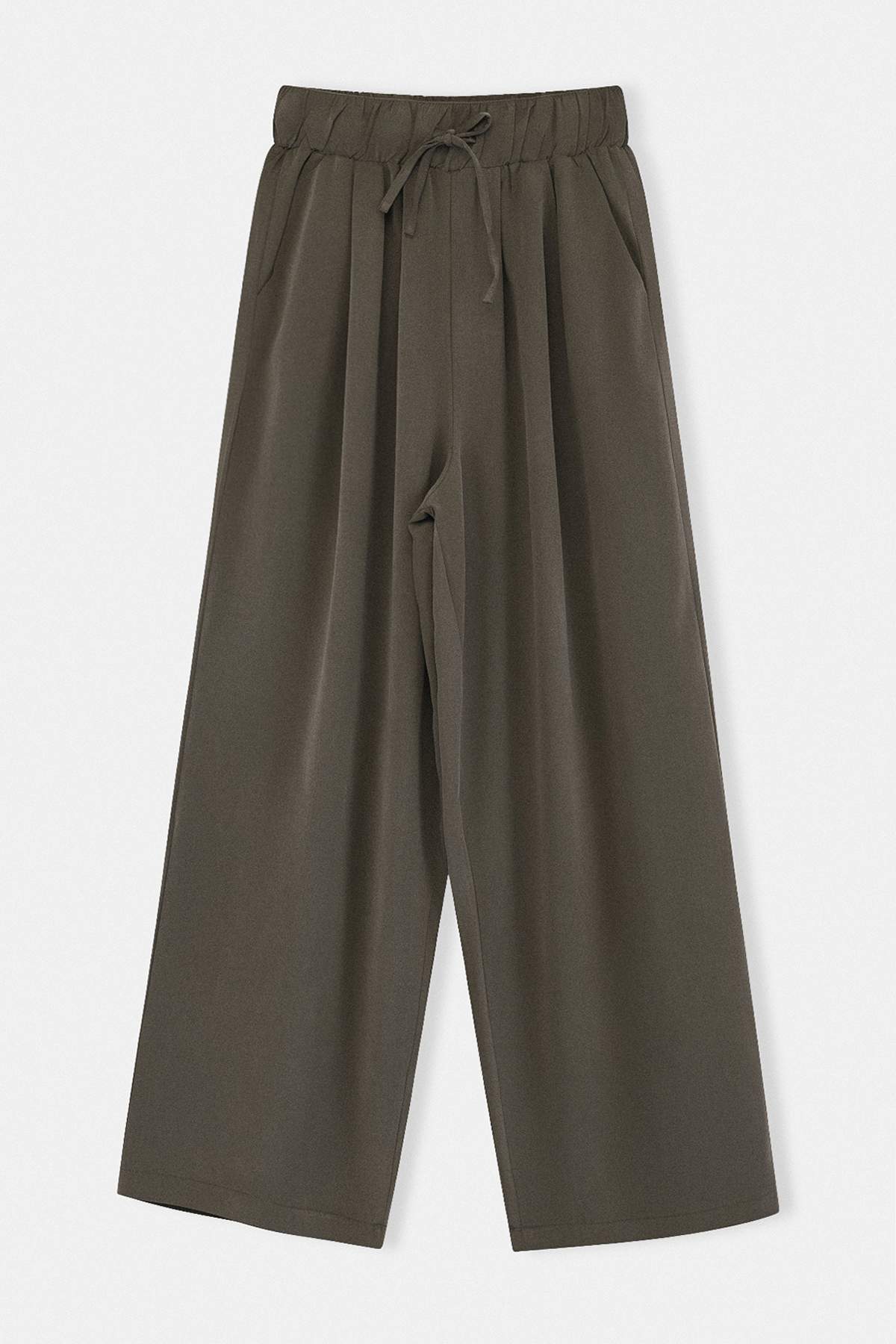 Trendyolmilla  Haki Yüksek Bel Rahat Kalıp Beli Pileli Lastikli İpli Modal Yüksek Bel Pantolon TDRSS26PL00015