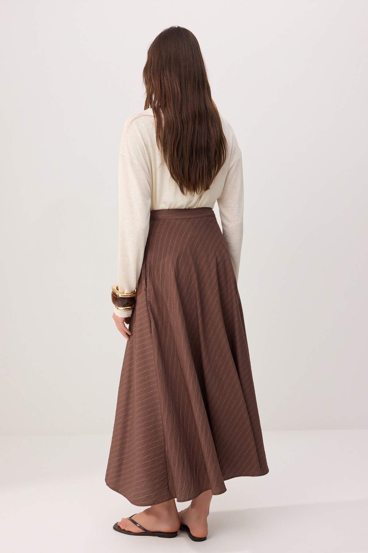 Trendyolmilla  Kahverengi Çİzgili Etek TCTSS26EE00032 - Görsel 4