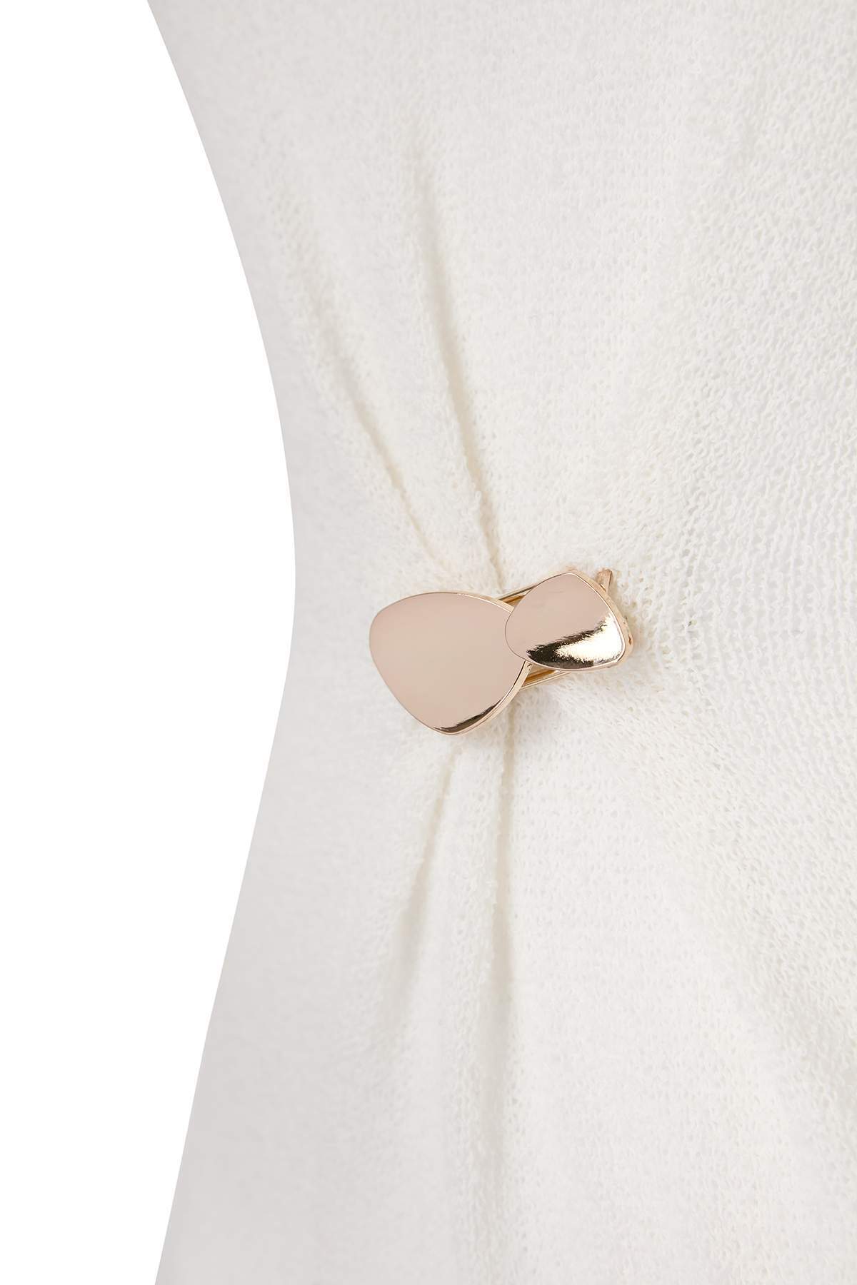 Trendyolmilla  Ekru Triko Maxi Aksesuar Detaylı Halter Yaka Plaj Elbise TBESS26EL00064 - Görsel 5