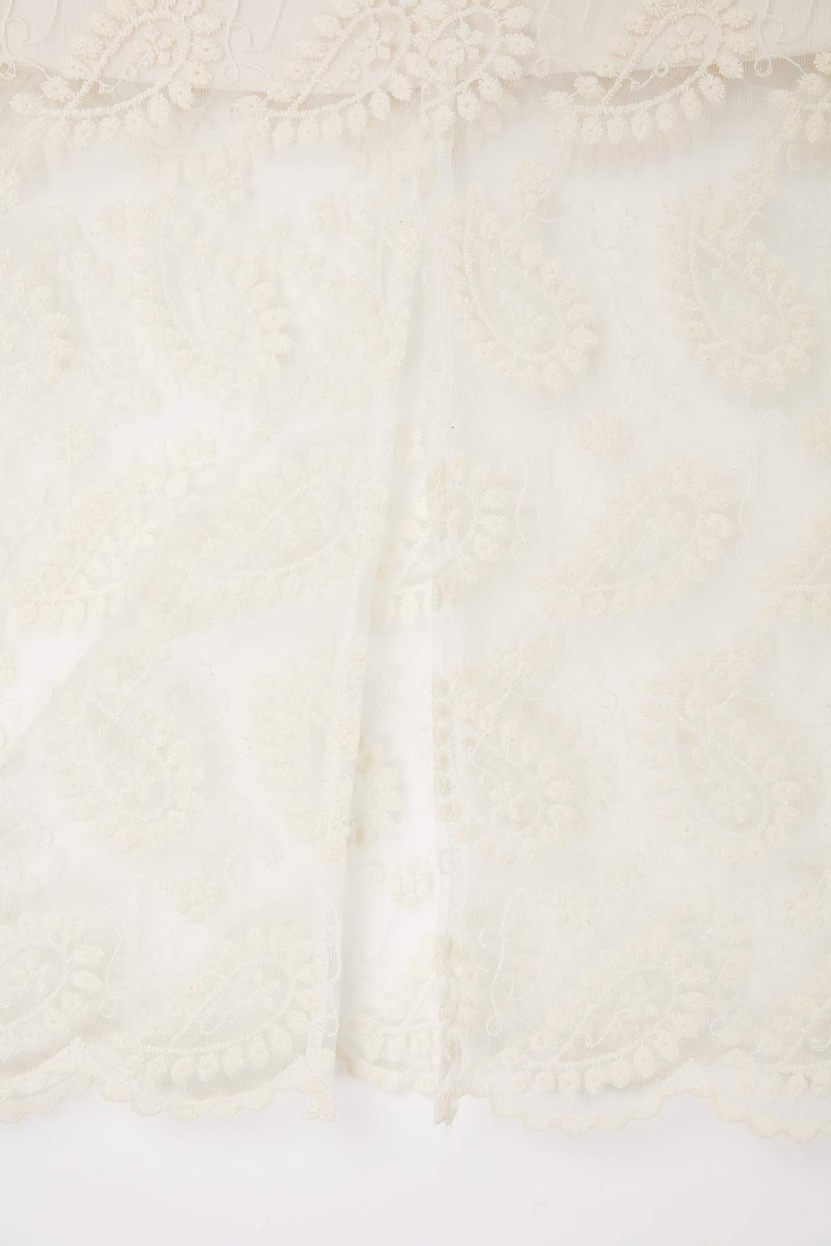 Trendyolmilla  Limited Edition Beyaz Şal Desen Midi Örme Tül Brode Etek TPRSS26ET00014 - Görsel 3