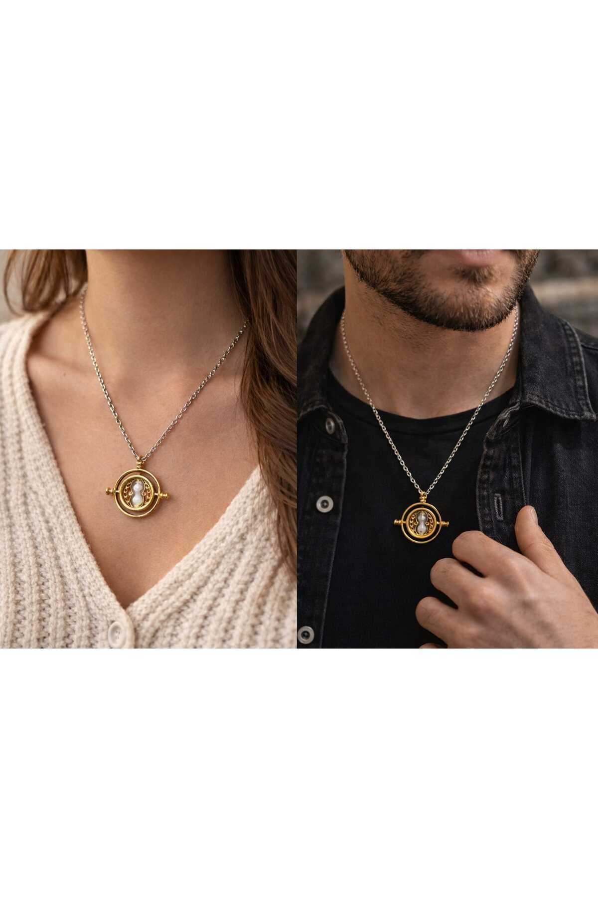 FG KONNİCHİWA Harry Potter Hermione Time Turner Glas Necklace Kolye Oyuncaklar Anahtarlık Küpe Zaman Değiştirici görsel 3