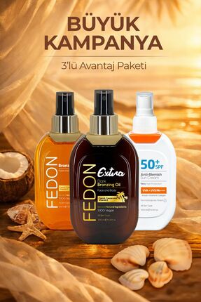 fedon Ekstra Bronzlaştırıcı + Bronzlaştırıcı Güneş Yağı Sun Oil + Spf 50 Güne...