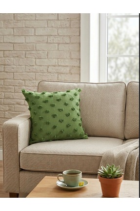 SWITA Dekoratif Puantiye Keten Kumaşlı Kırlent Kılıfı 43x43