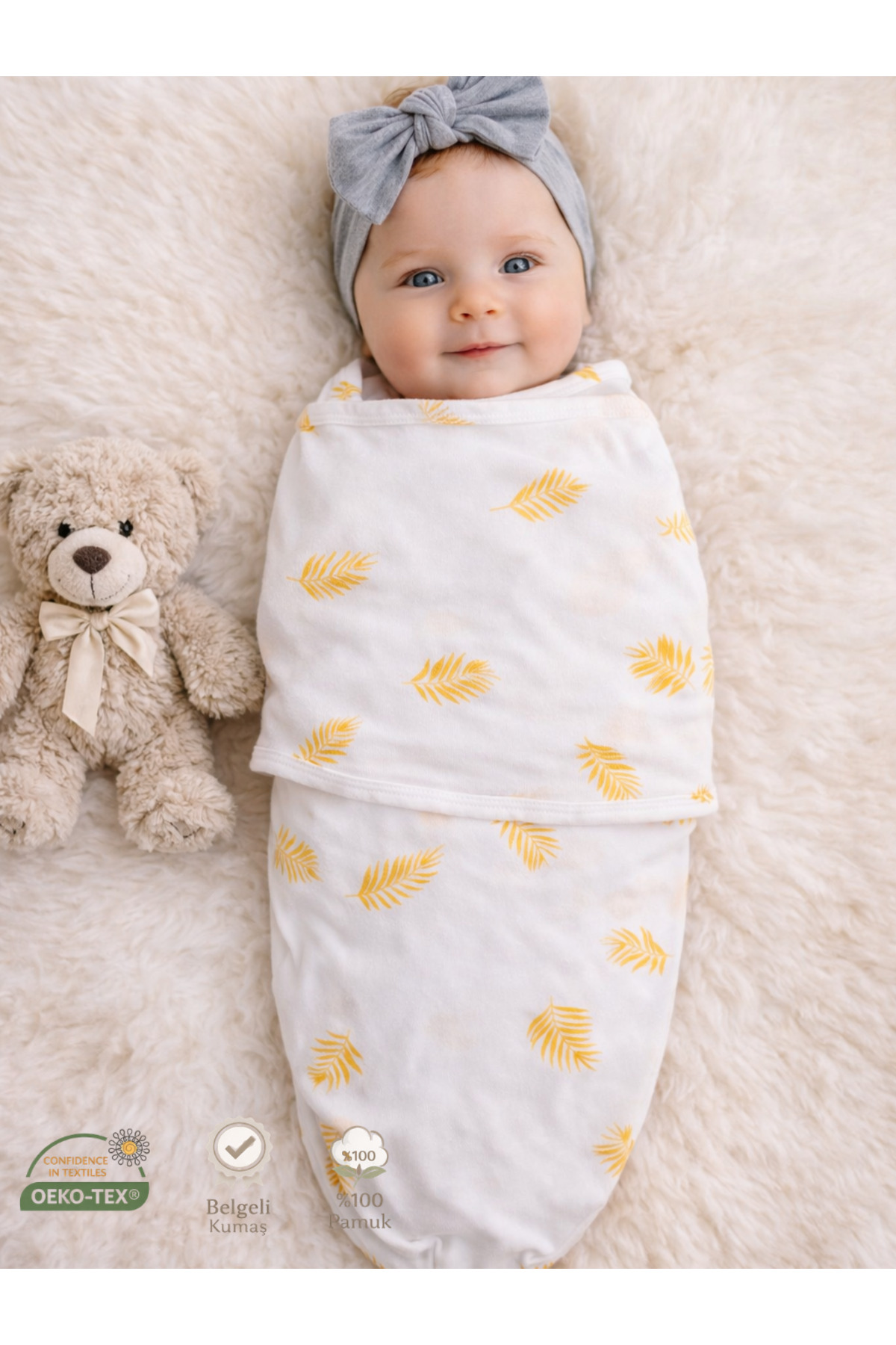 Mommyslab 0 - 4 Ay Desenli Renkli Cırtlı Yeni Sezon Pamuk Kundak %100 Pamuk (OEKO TEX CIF BELGELİ) fotoğrafı 2 (önizleme)