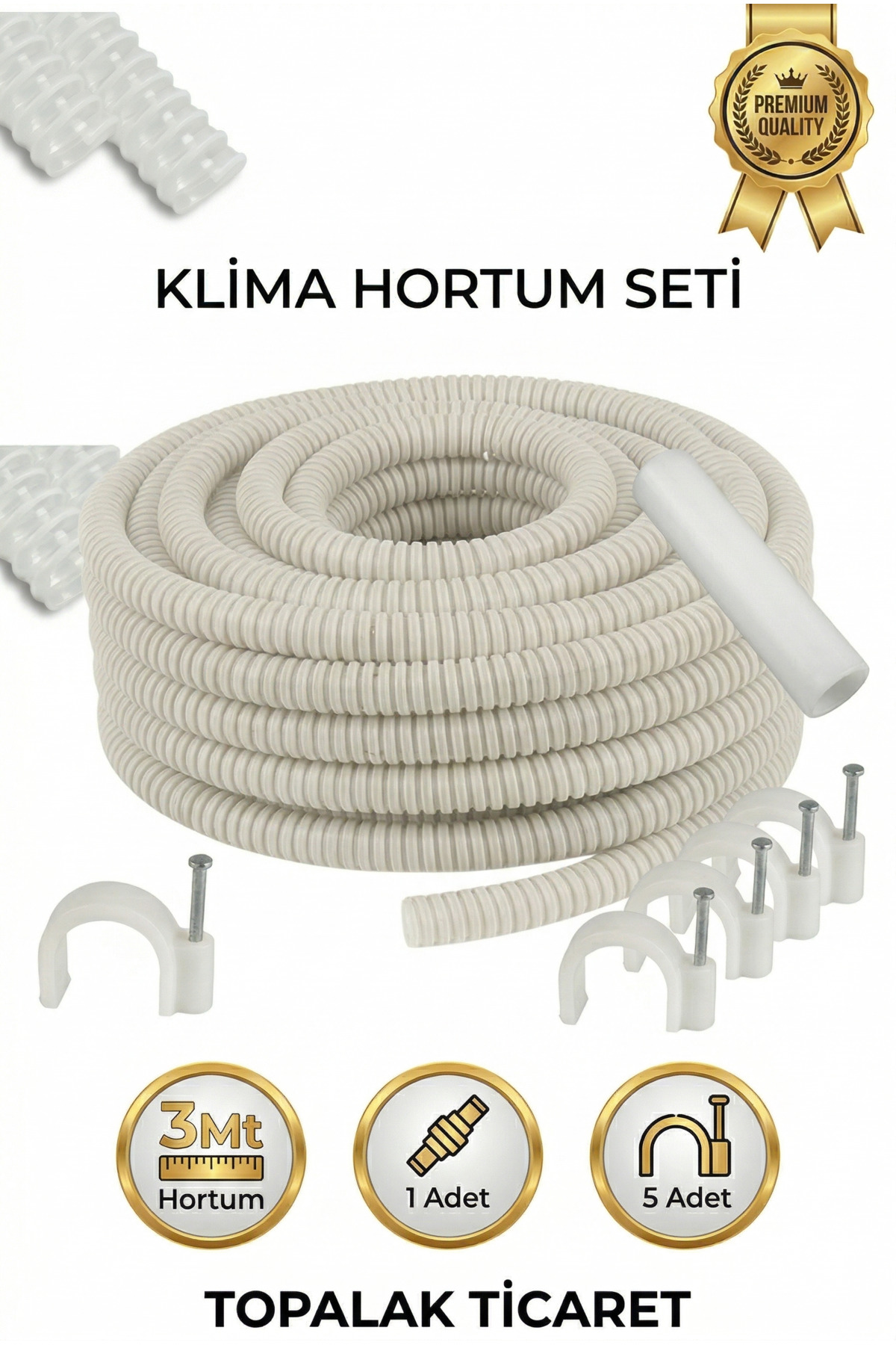TOPALAKTİCARET Klima Su Tahliye Drenaj Hortumu 5/8- 3 Metre Ek Birleştirme Parça