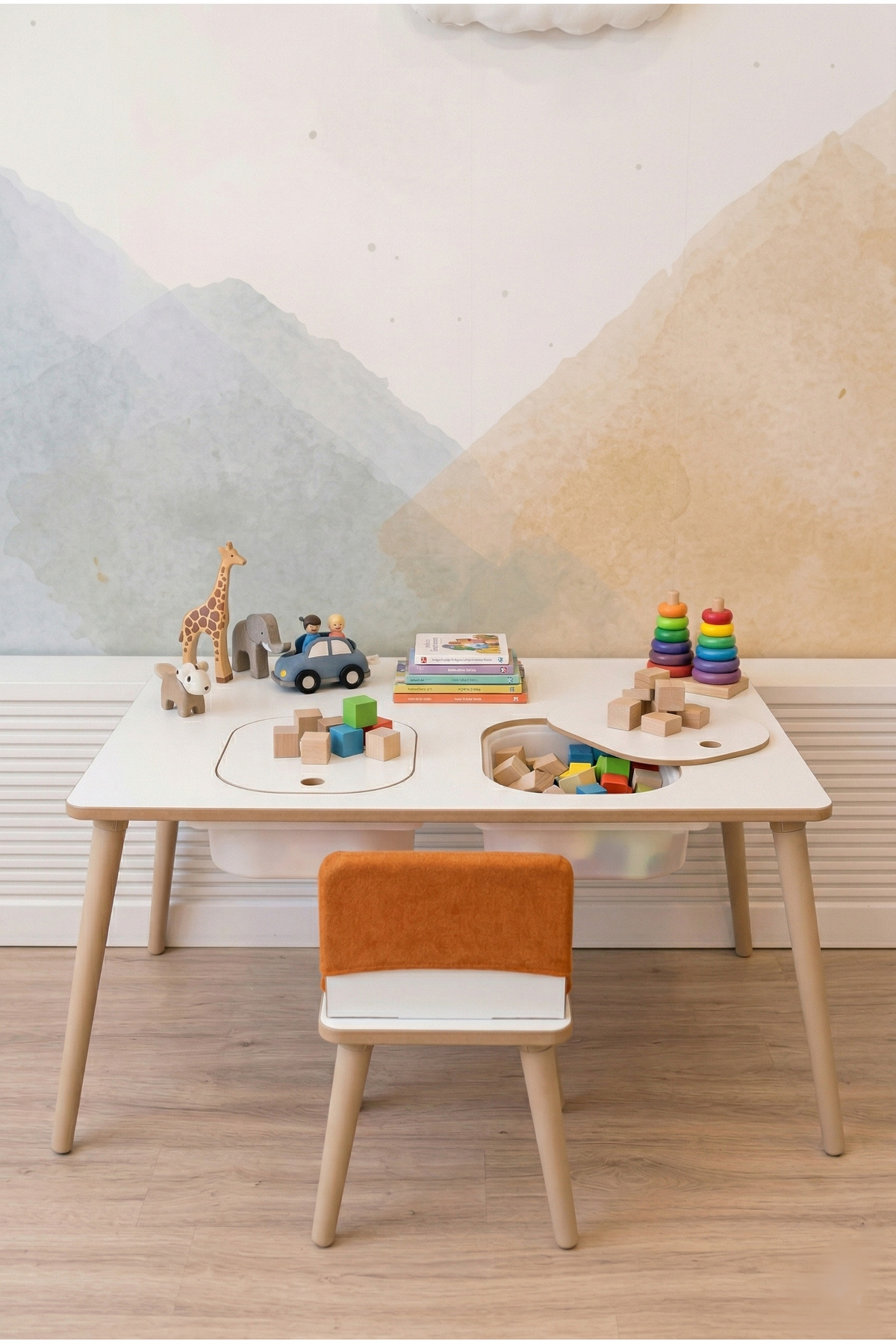 POFİTTO Montessori Çocuk Masası - Oyun Masası - Aktivite Masası - Çalışma Masası - Etkinlik Masası fotoğrafı 5 (önizleme)