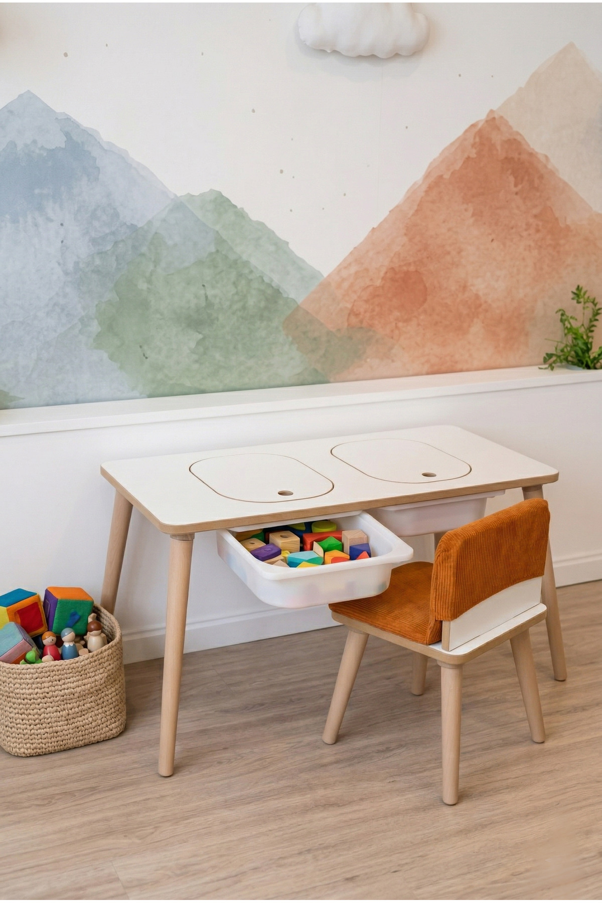 POFİTTO Montessori Çocuk Masası - Oyun Masası - Aktivite Masası - Çalışma Masası - Etkinlik Masası fotoğrafı 3 (önizleme)