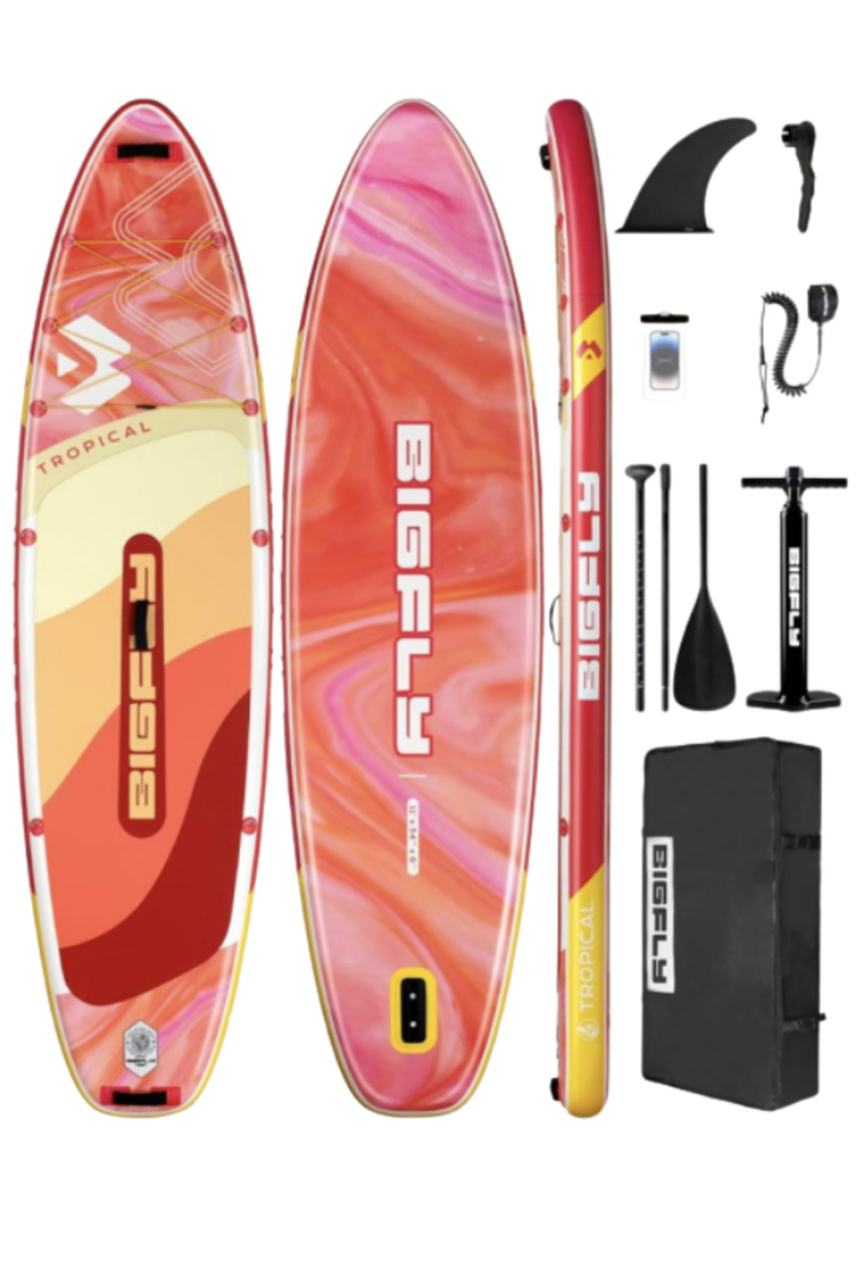 SavaBoards Tropical Orange Touring Paddle Board SUP Seti 335x86x15