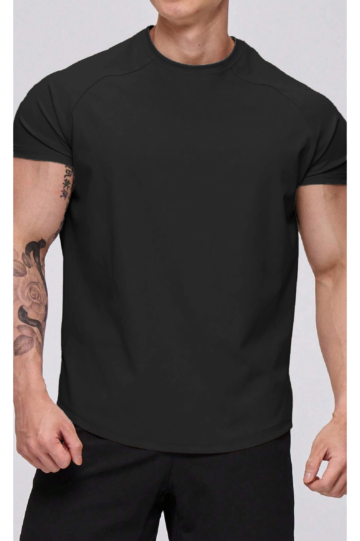 Ghassy Co  Ghassy Co. Erkek Running Sports Reglan Oval Kesim Penye T-shirt - Görsel 3