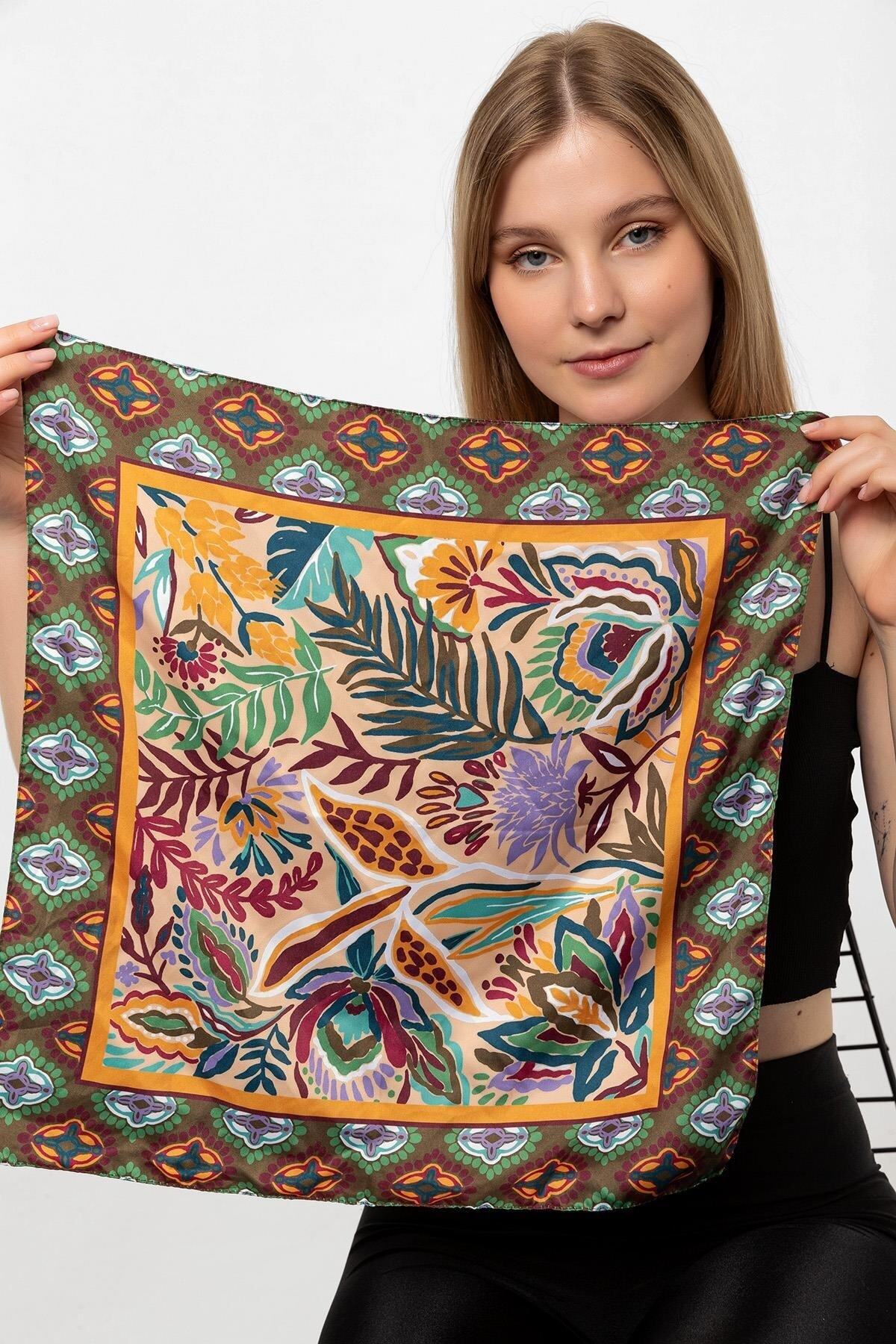 Ethnic Pattern Saffron Scarf Bandana