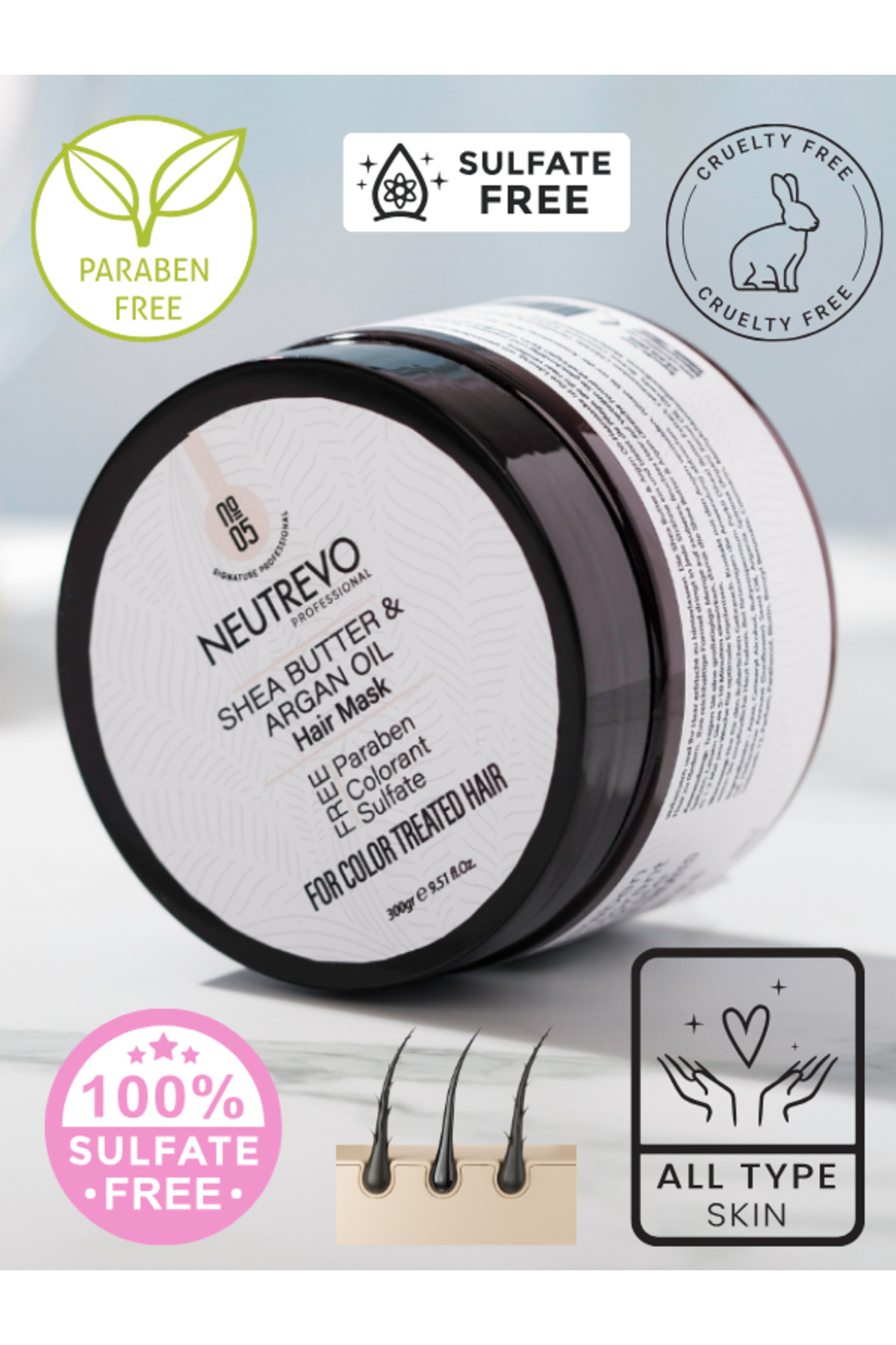 No:5 Argan Serisi İpeksi Parlaklık Saç Bakım Maskesi 300 ML — NeutrevoNo5AI — تصویر 4 از 4