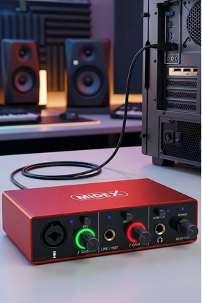 Lastvoice Midex Glx-500 Pro 2 Giriş 2 Çıkış Usb Stüdyo Ses Kartı (XLR KABLO H...