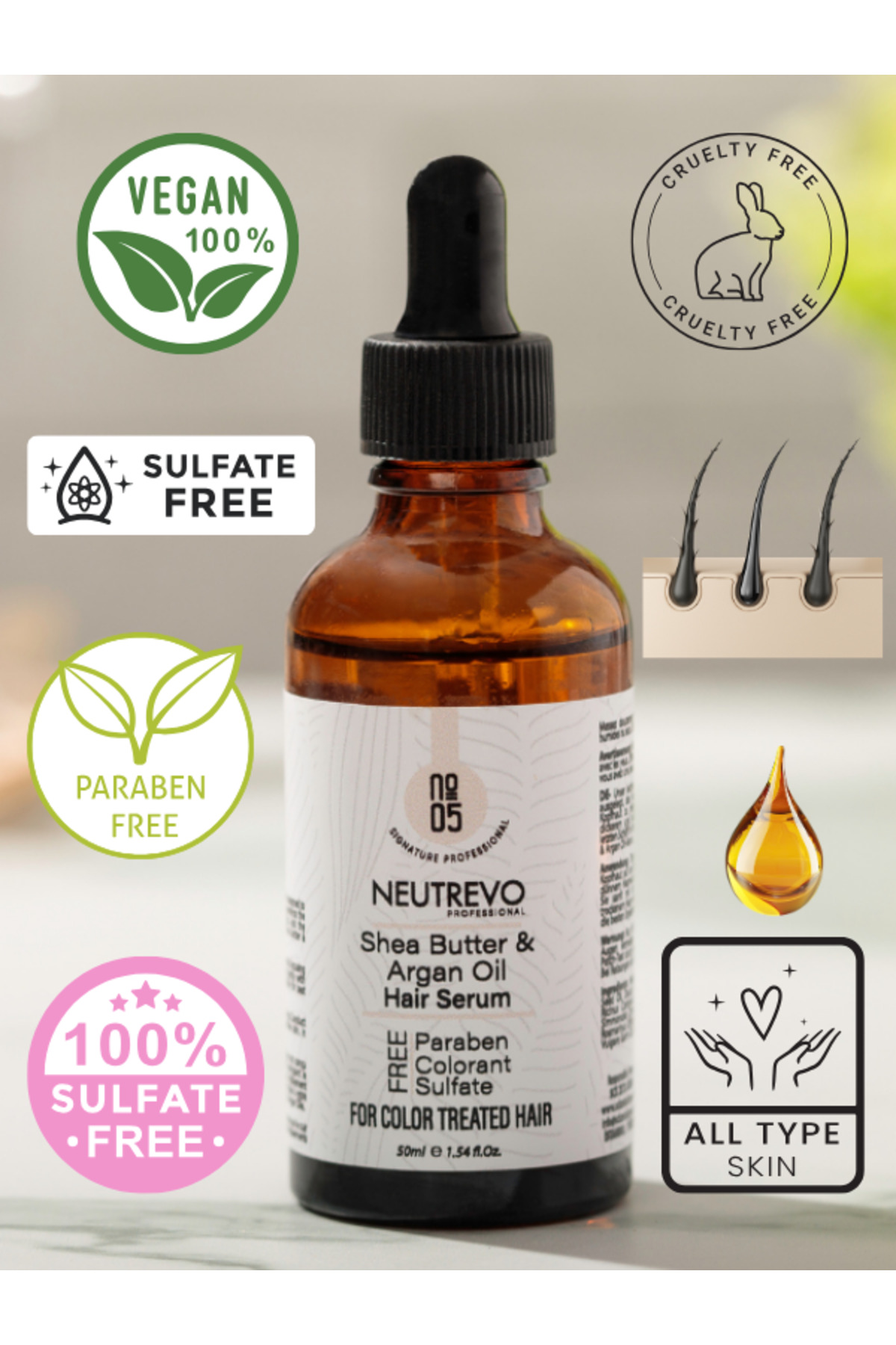 No:5 Argan Serisi İpeksi Parlaklık Saç Bakım Serumu 50 ML — NeutrevoNo5ASS — تصویر 3 از 3