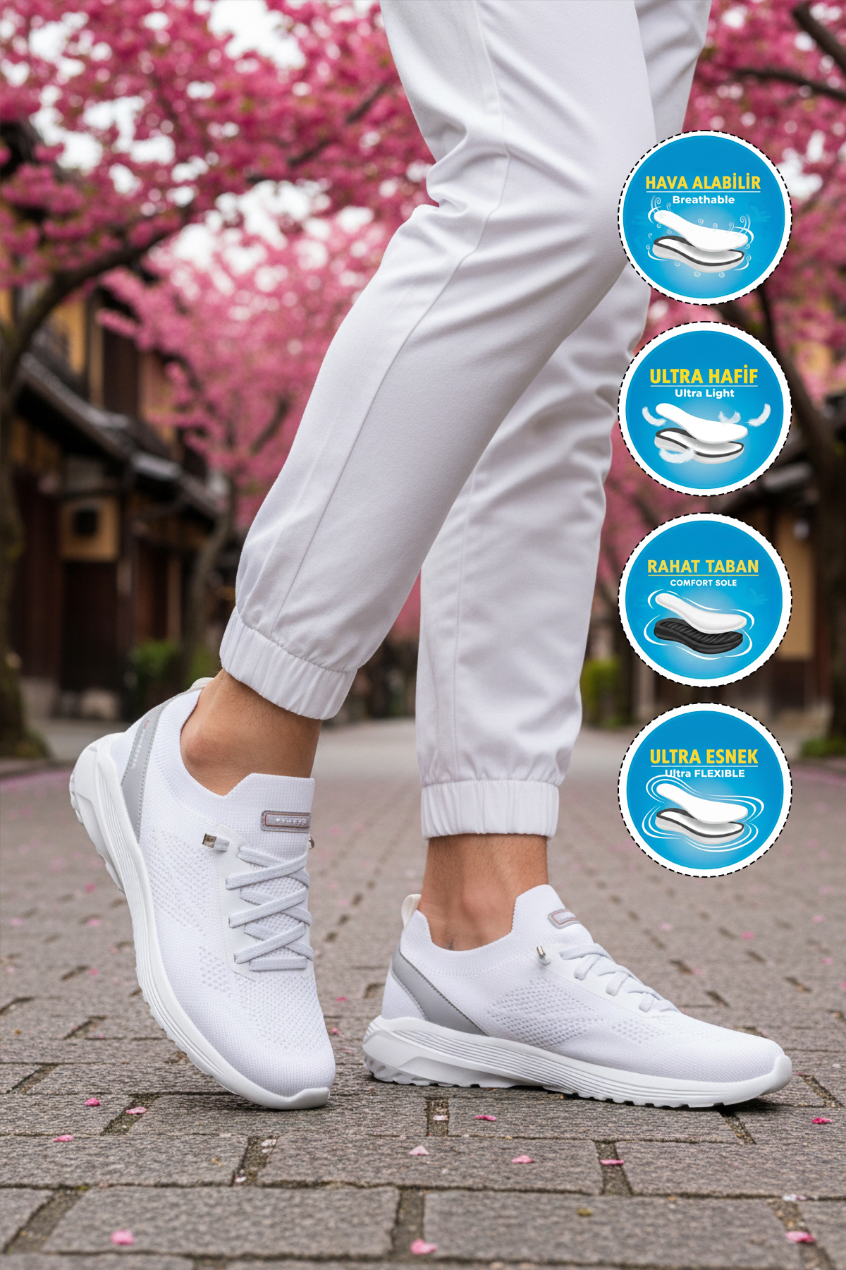 WALKWAY  Bestof Bst-646 M Beyaz Erkek Esnek Hafif Hava Alabilen Rahat Spor Ayakkabı