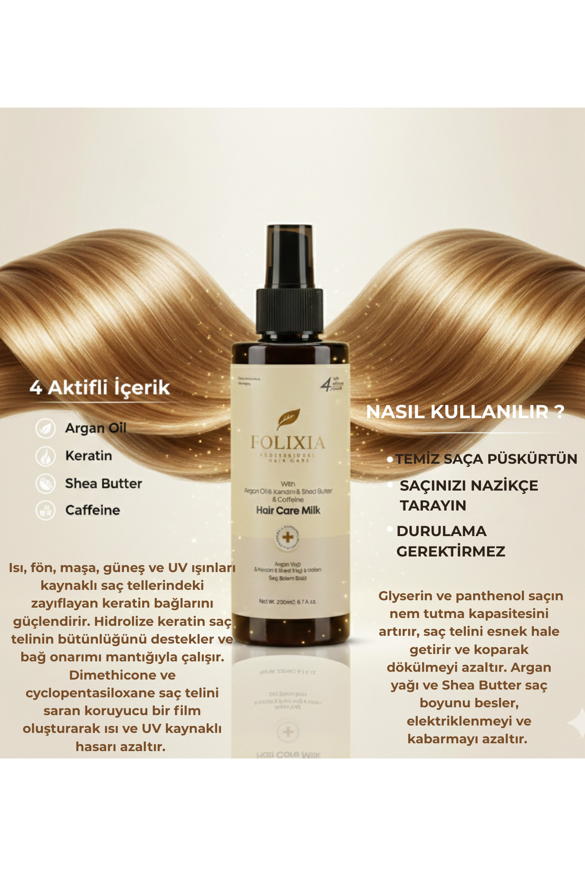 Saç Sütü - Argan & Keratin Yoğun Nem ve Onarım 200 ML — 6 — تصویر 4 از 8