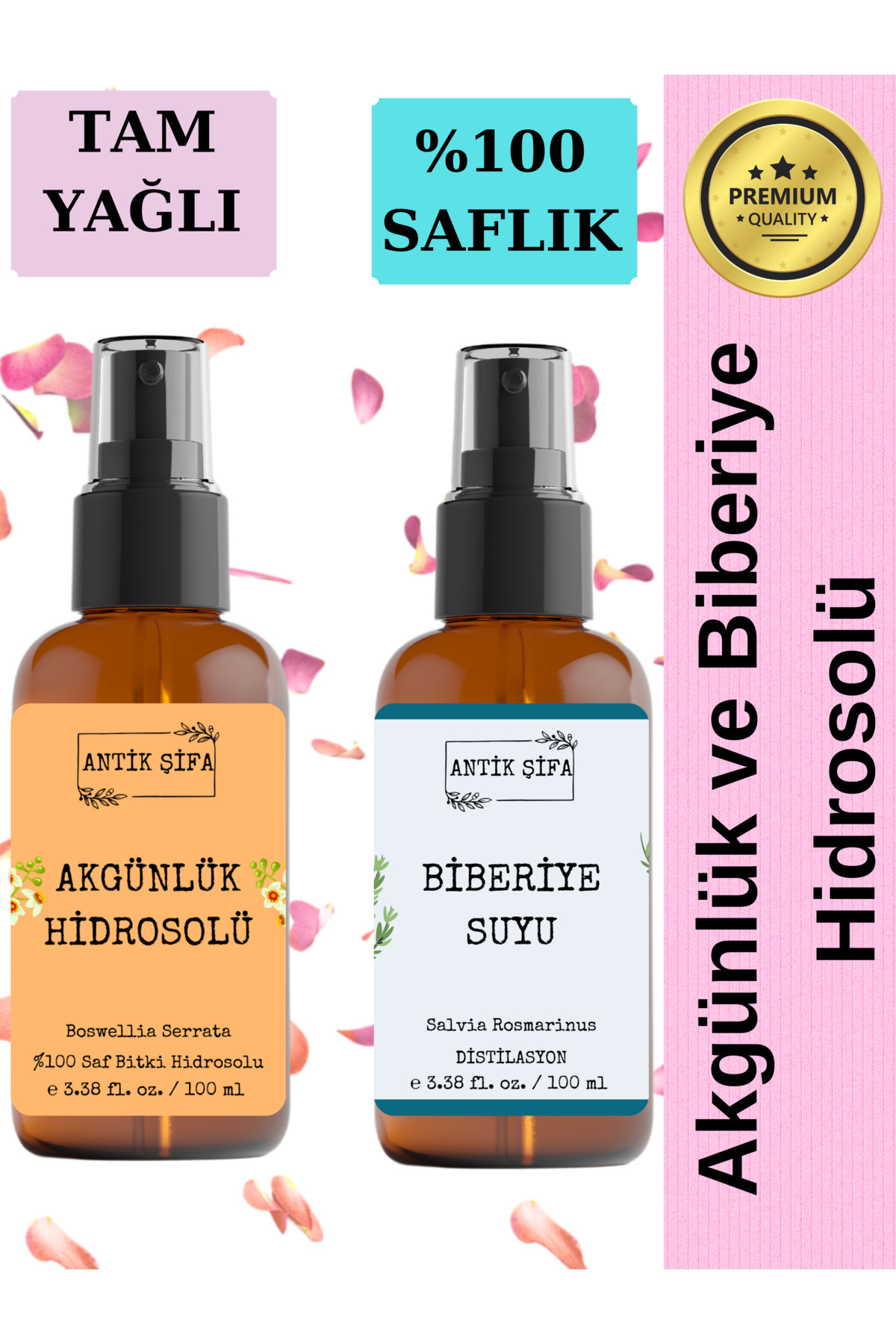 Akgünlük Suyu ve Biberiye Suyu (100ml+100ml) - Doğal Ak günlük, Sığla ve Biberiye Hidrosolü — akgünlükBiberiye — تصویر 3 از 5