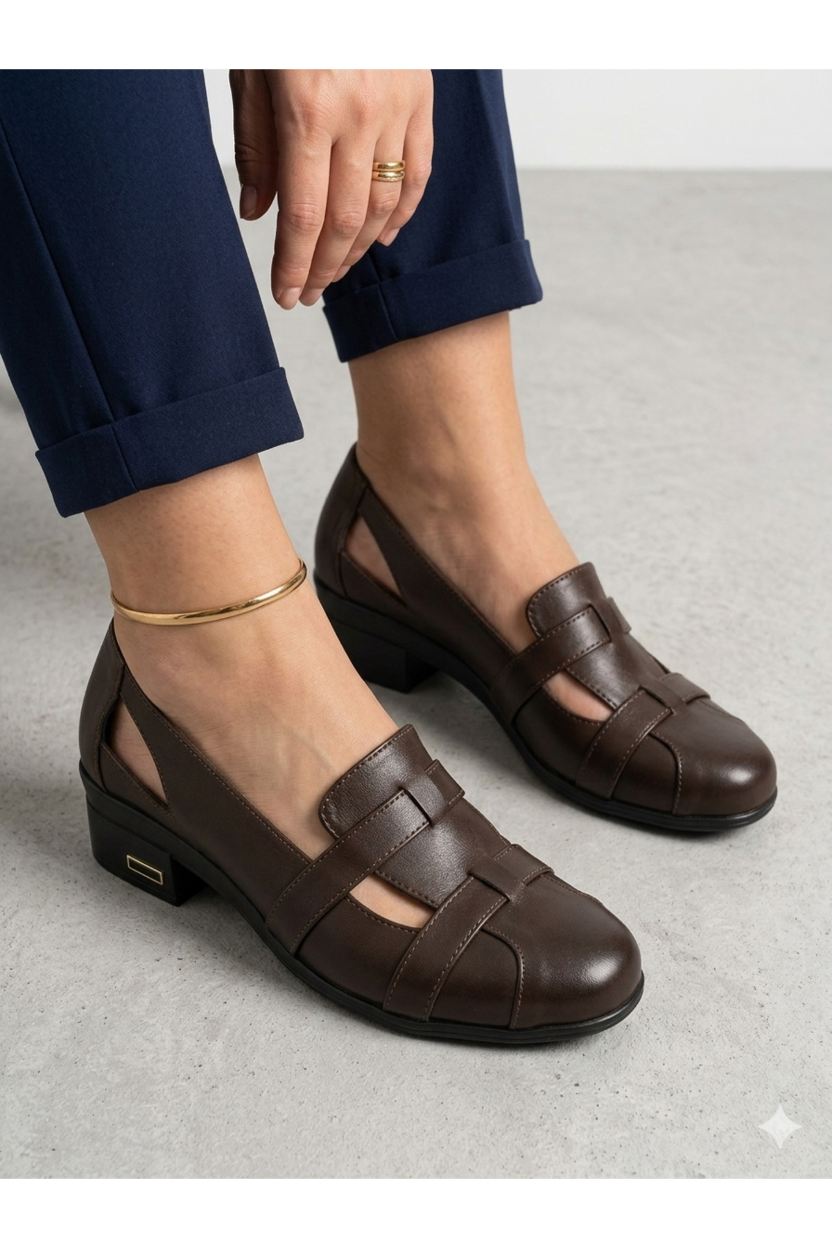 Genuine Leather Bitter Brown Anatomical Sole Comfort Women's Shoes Tmd202441
