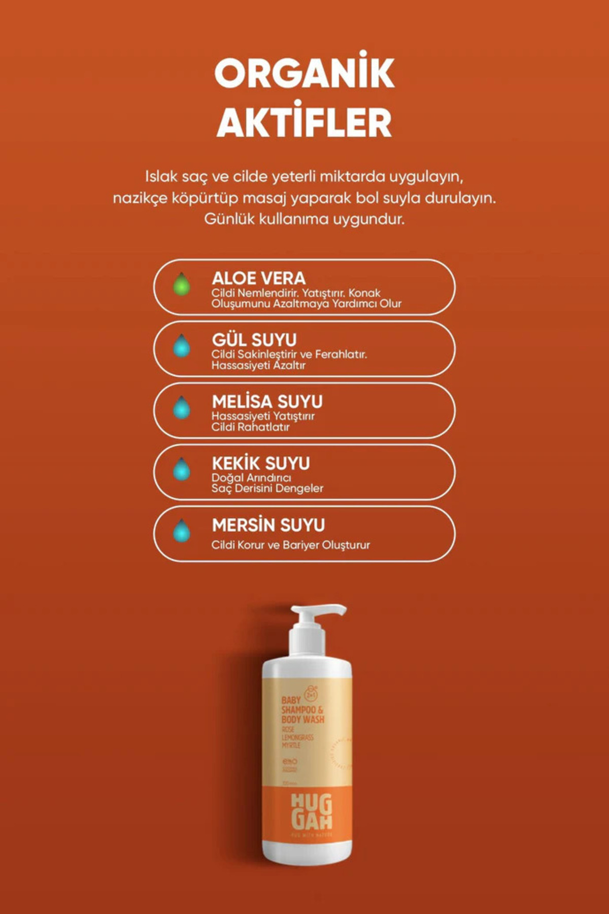 Huggah Organik Bebek Saç ve Vücut Şampuanı(2in1) 320ml–Hassas Cilt-Göz Yakmayan-Konak Karşıtı-Kolay Tarama fotoğrafı 5 (önizleme)