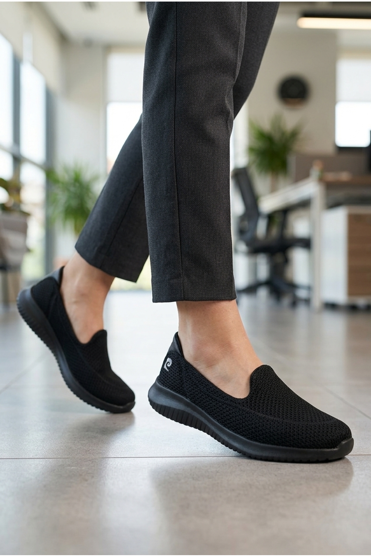 Pierre Cardin  ® | Siyah Kadın Sneaker Günlük Bağsız Spor Rahat Babet Ayakkabı