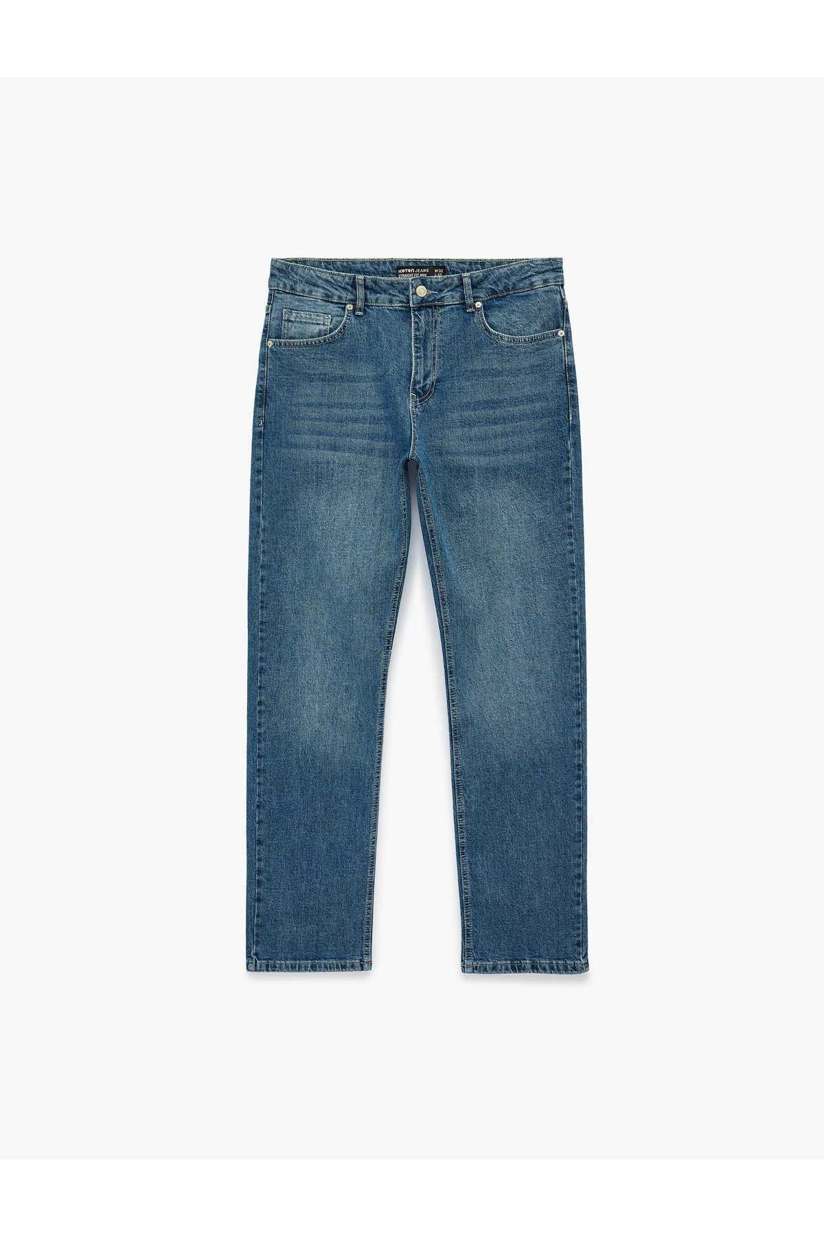 Koton Standart Bel Normal Bel Düz Paça Denim Pantolon - Mark Straight Jeans görsel 5