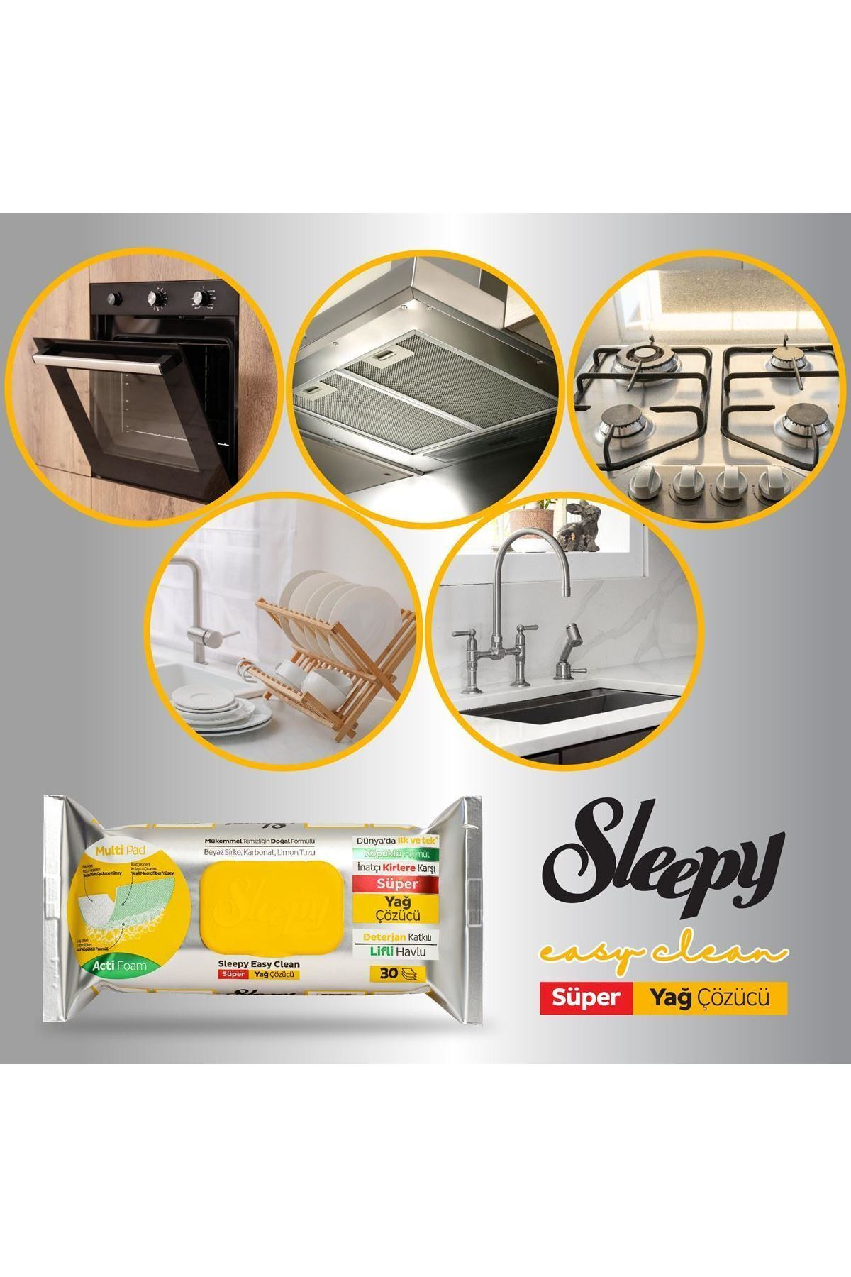 Sleepy Easy Clean Kireç Sökücü ve Yağ Çözücü Havlu 30'lu 2 Paket fotoğrafı 7 (önizleme)