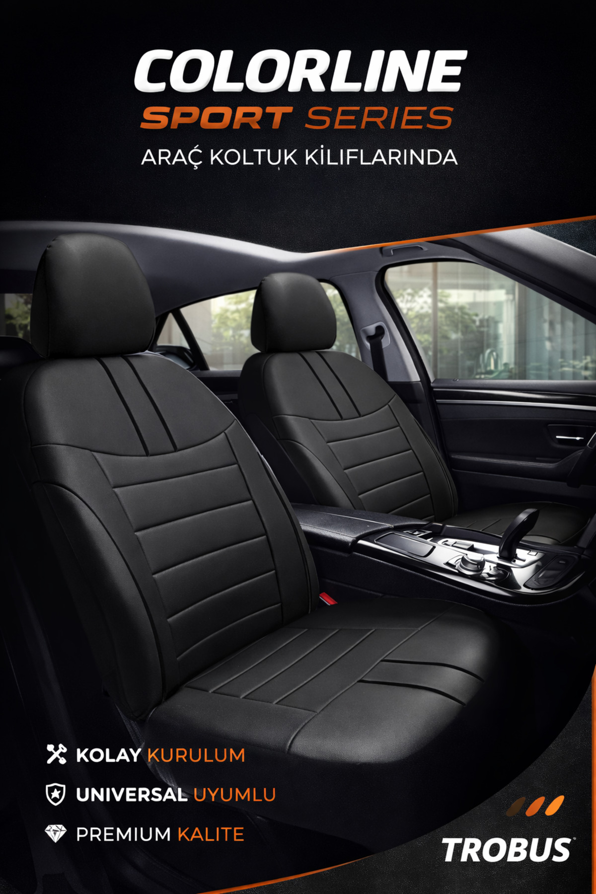 Jeep Renegade 2014–2024 Colorline Sport Serisi Deri Siyah Koltuk Kılıfı — alternatif görsel