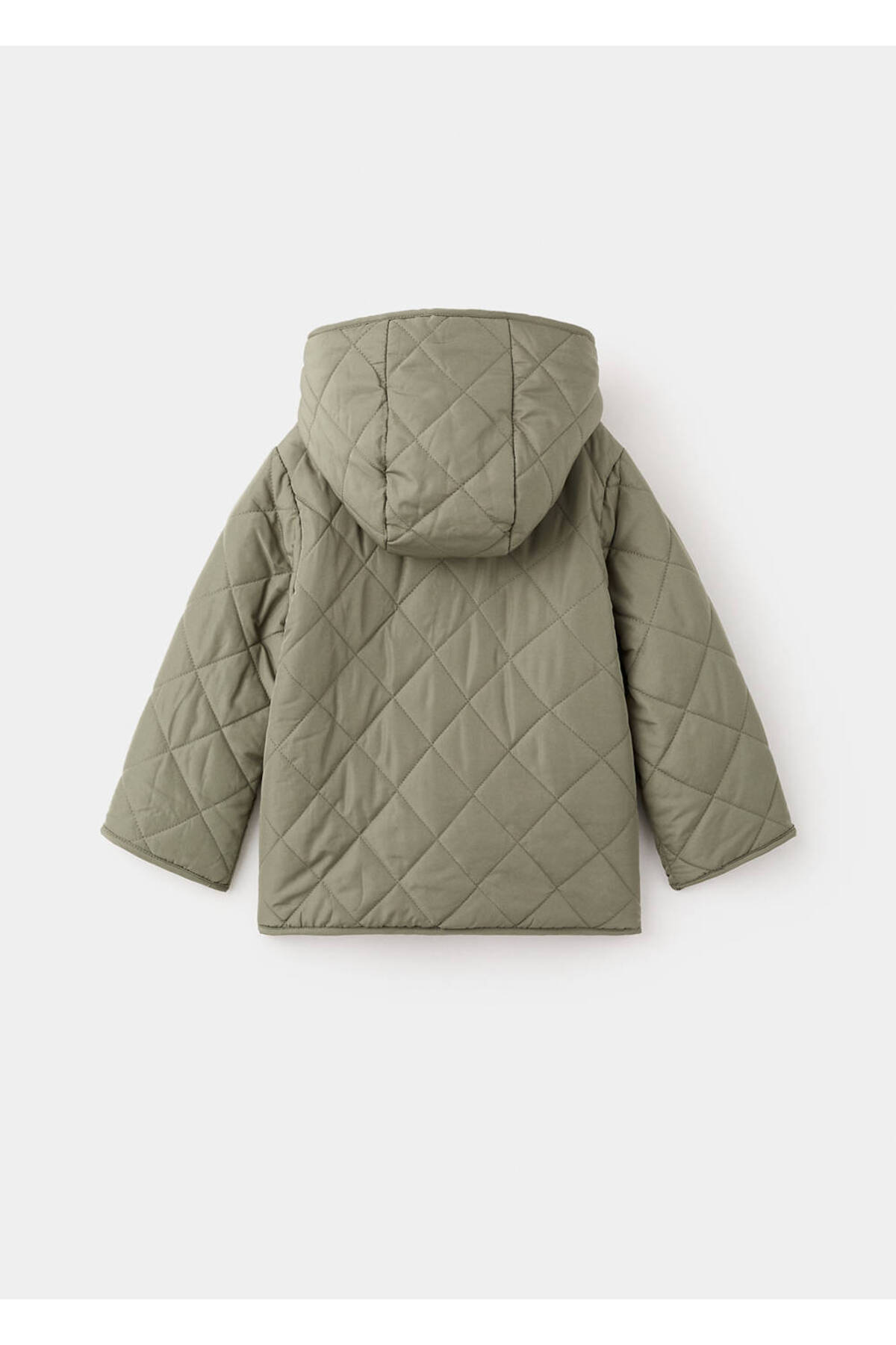 MANGO Baby Kapüşonlu tahta düğmeli anorak fotoğrafı 3 (önizleme)
