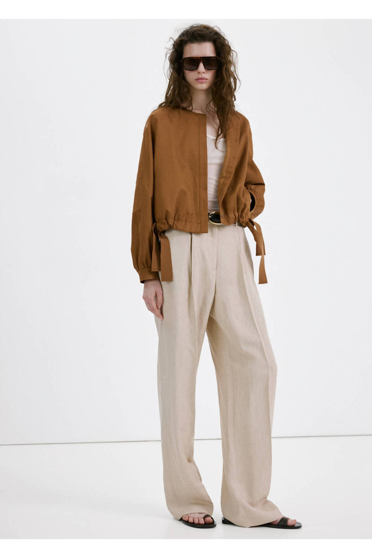 MANGO  Lastik detaylı lyocell ceket - Görsel 2