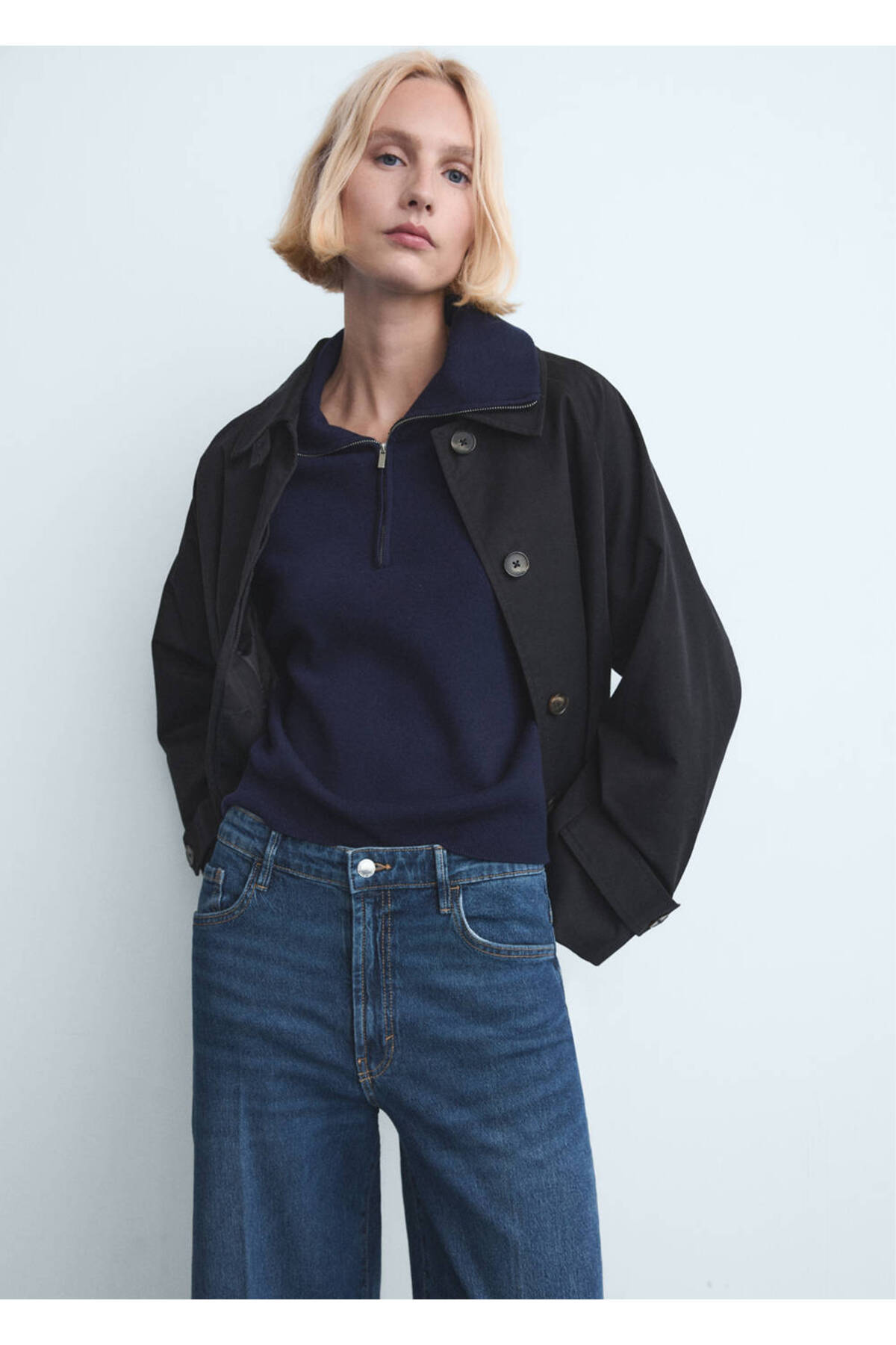 MANGO  Yüksek bel wide leg jean pantolon - Görsel 6