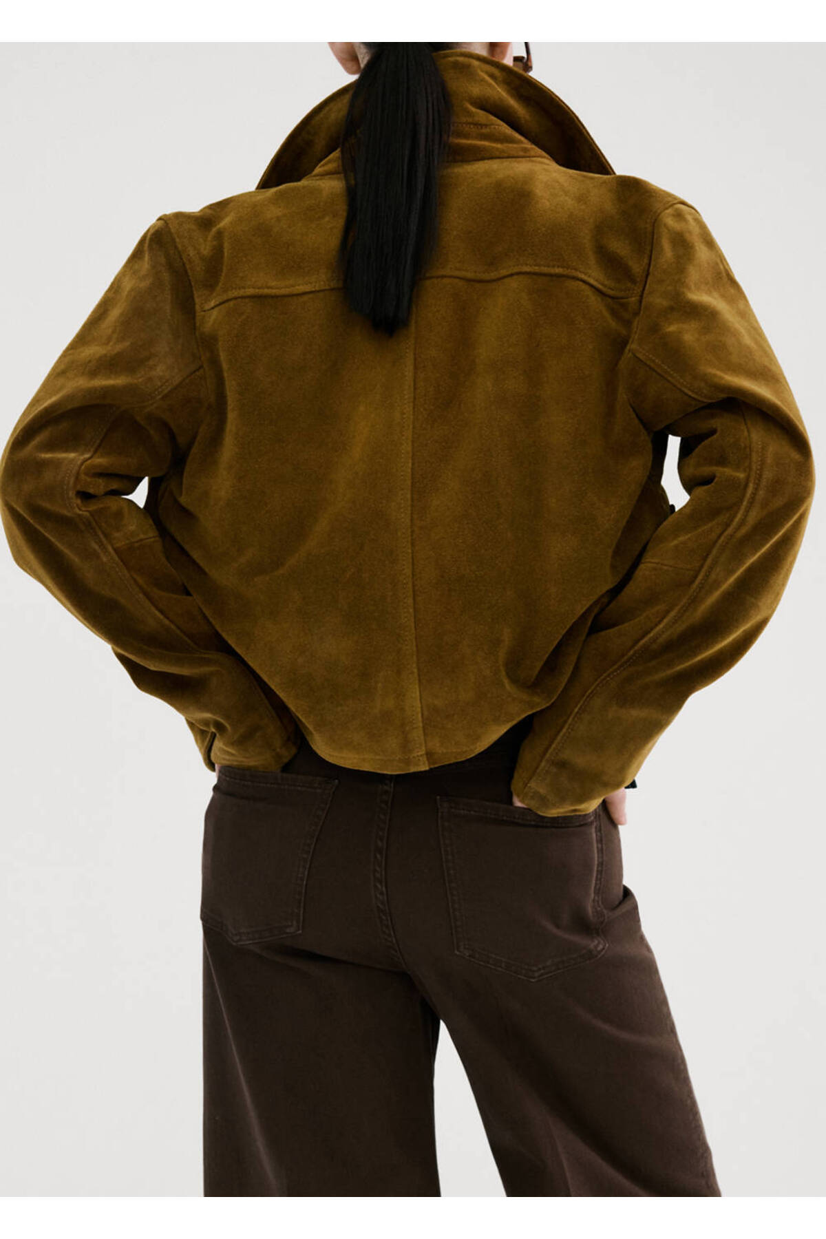 MANGO  Yüksek bel wide leg jean pantolon - Görsel 7