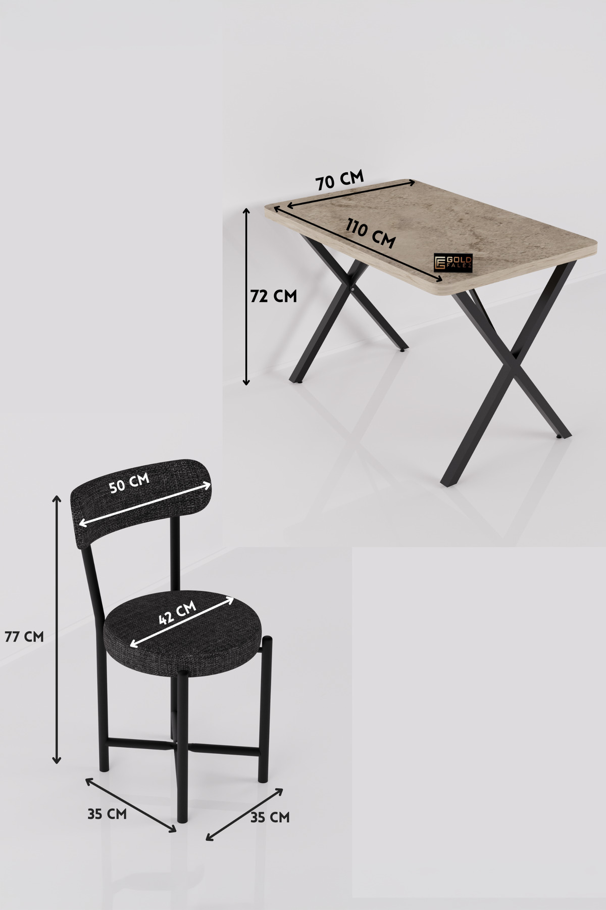 Mutfak Masası 4 Sandalyeli Set 110x70 cm Modern Bahçe Cafe Masa Takımı 4 Kişilik Tedy 9883 Anstrasit görsel 5