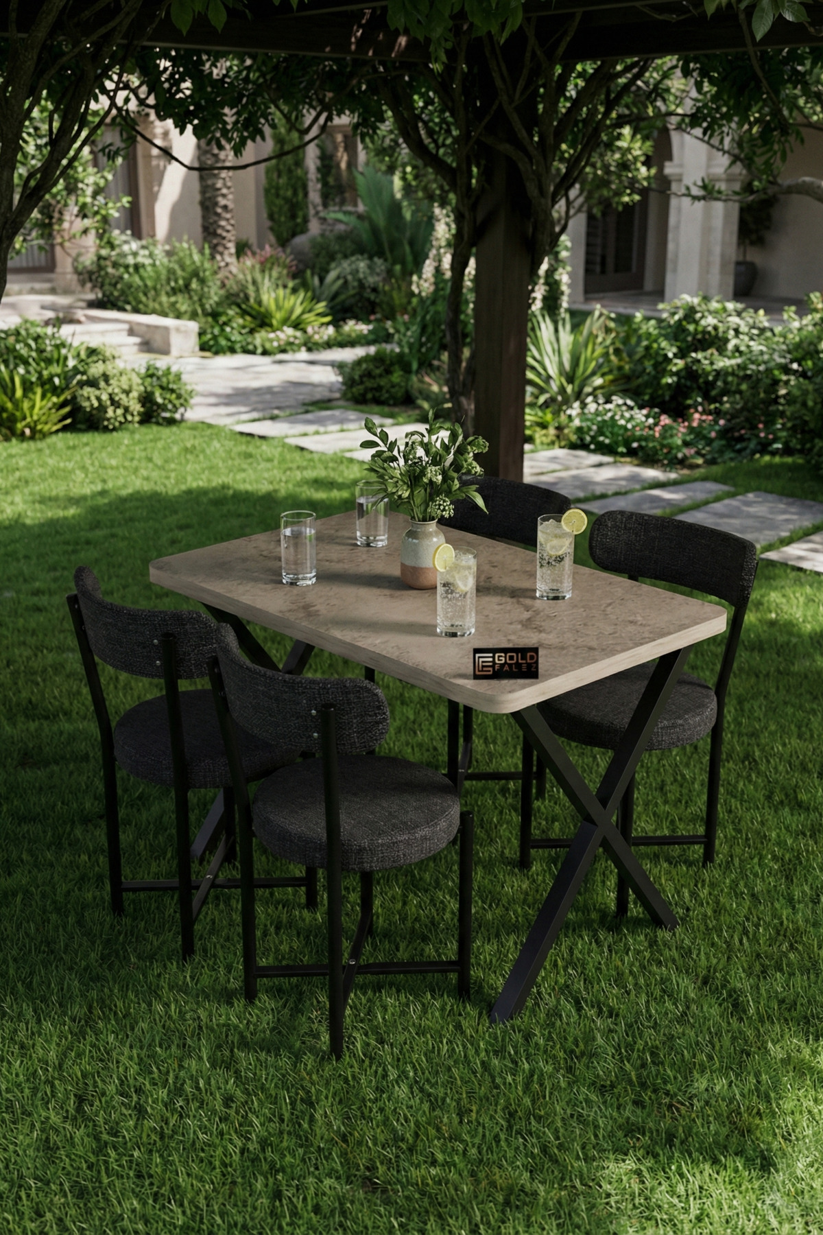Mutfak Masası 4 Sandalyeli Set 110x70 cm Modern Bahçe Cafe Masa Takımı 4 Kişilik Tedy 9883 Anstrasit görsel 2