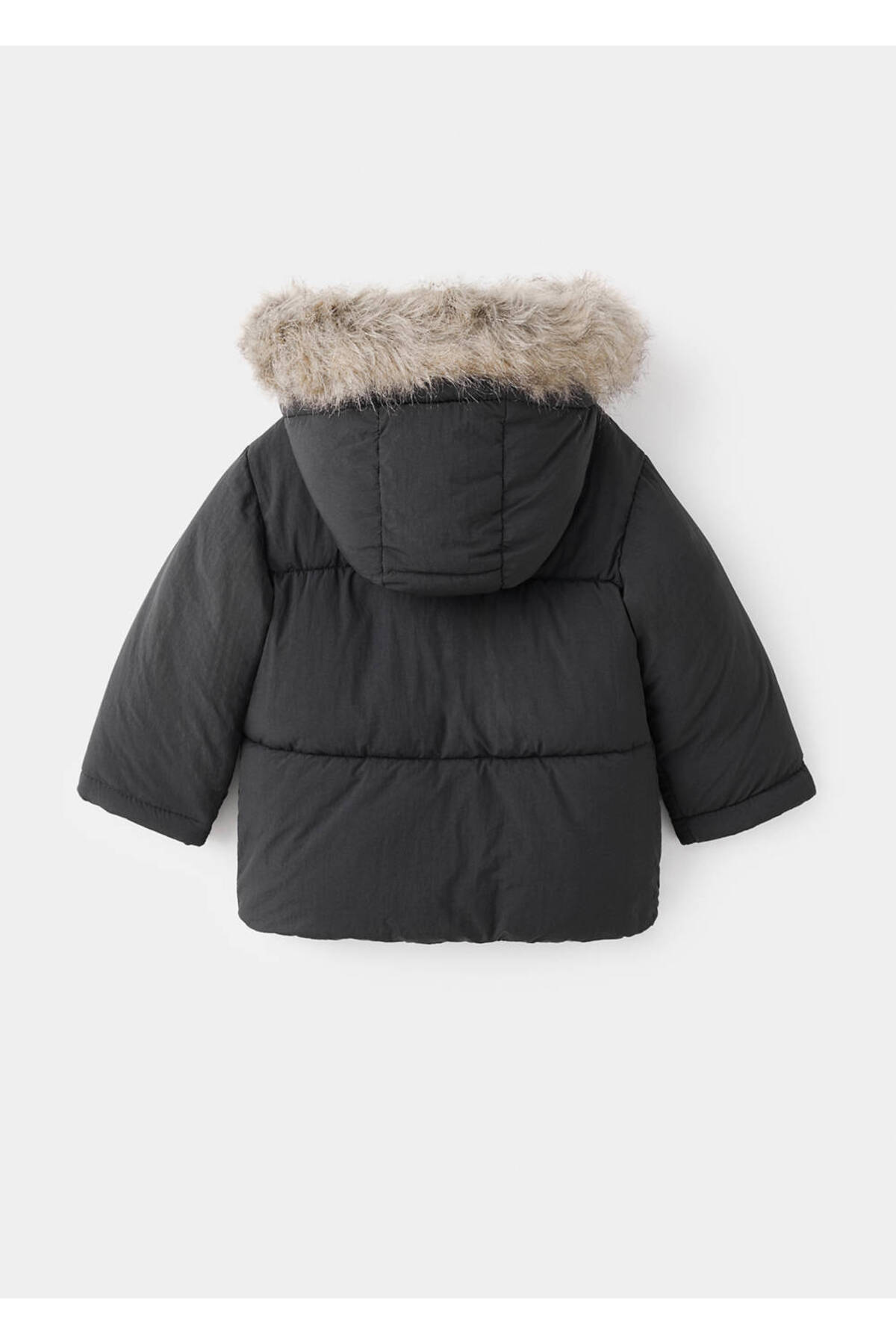 MANGO Baby Kapüşonu suni kürklü kapitone anorak fotoğrafı 3 (önizleme)