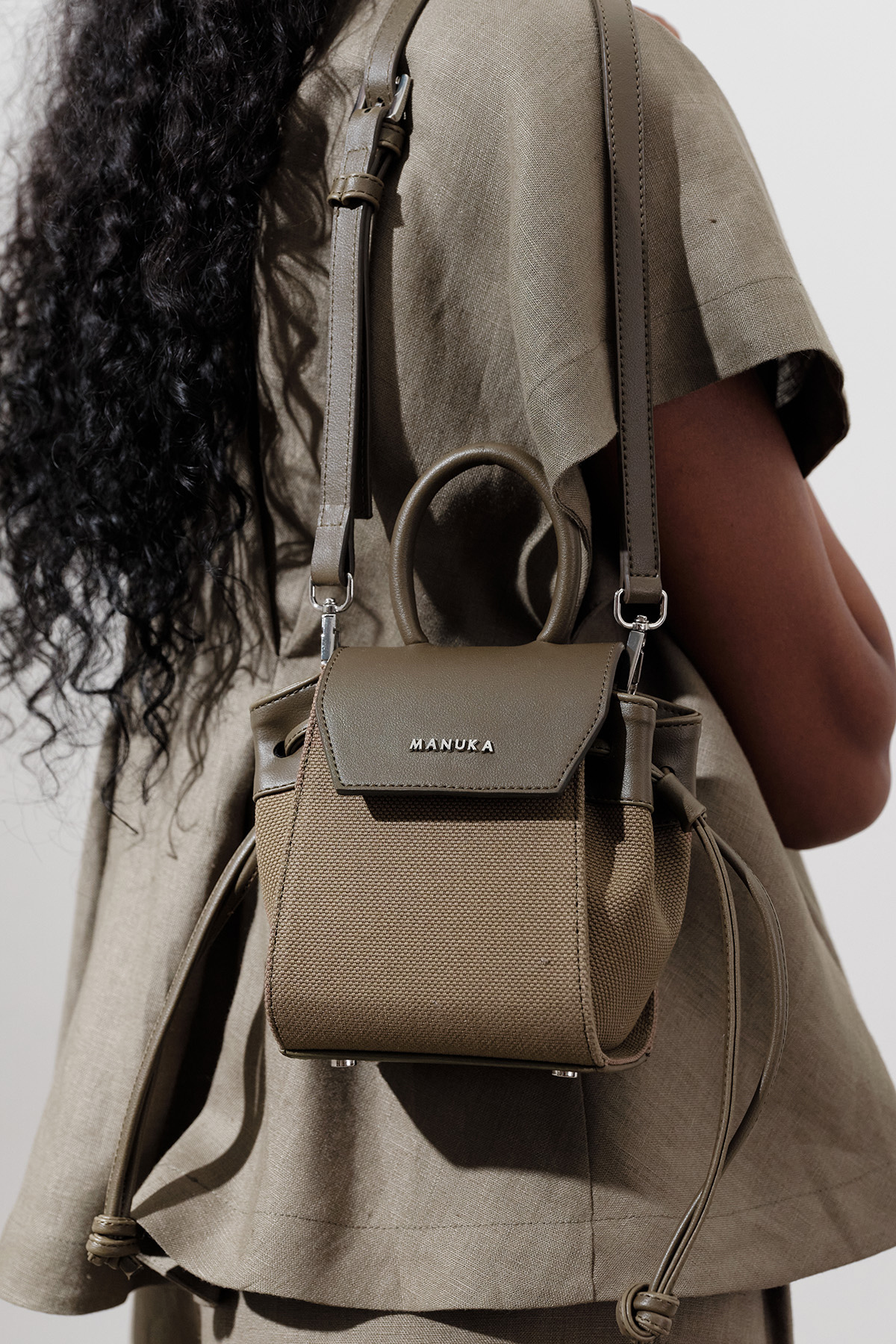 MİNİ BAG WITH CANVAS COVER BROWN