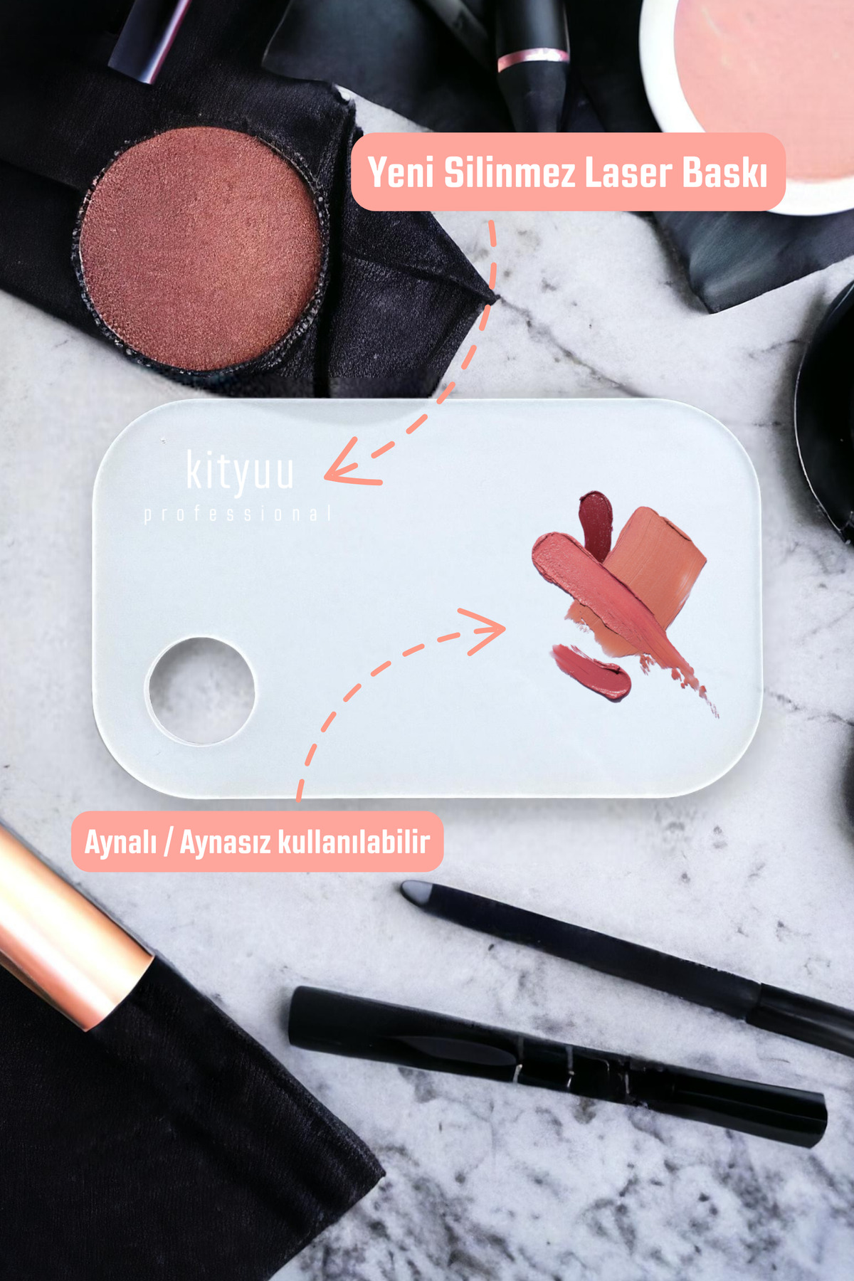 Ayna Hediyeli Spatulalı Karıştırma Paleti Seti | Ürün Fondöten Krem Makyaj Karıştırma Paleti Seti — AYNKARPAL7 — تصویر 7 از 8