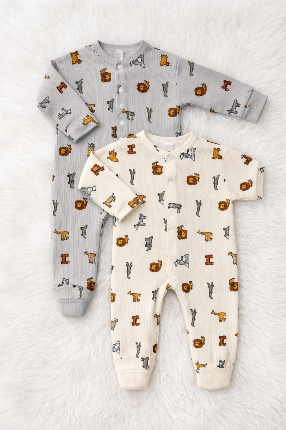 VERONA TARZ Erkek Bebek Ayıcık Desenli 2li Tulum Takımı Yenidoğan Kıyafeti Yeni Desen fotoğrafı 3 (önizleme)